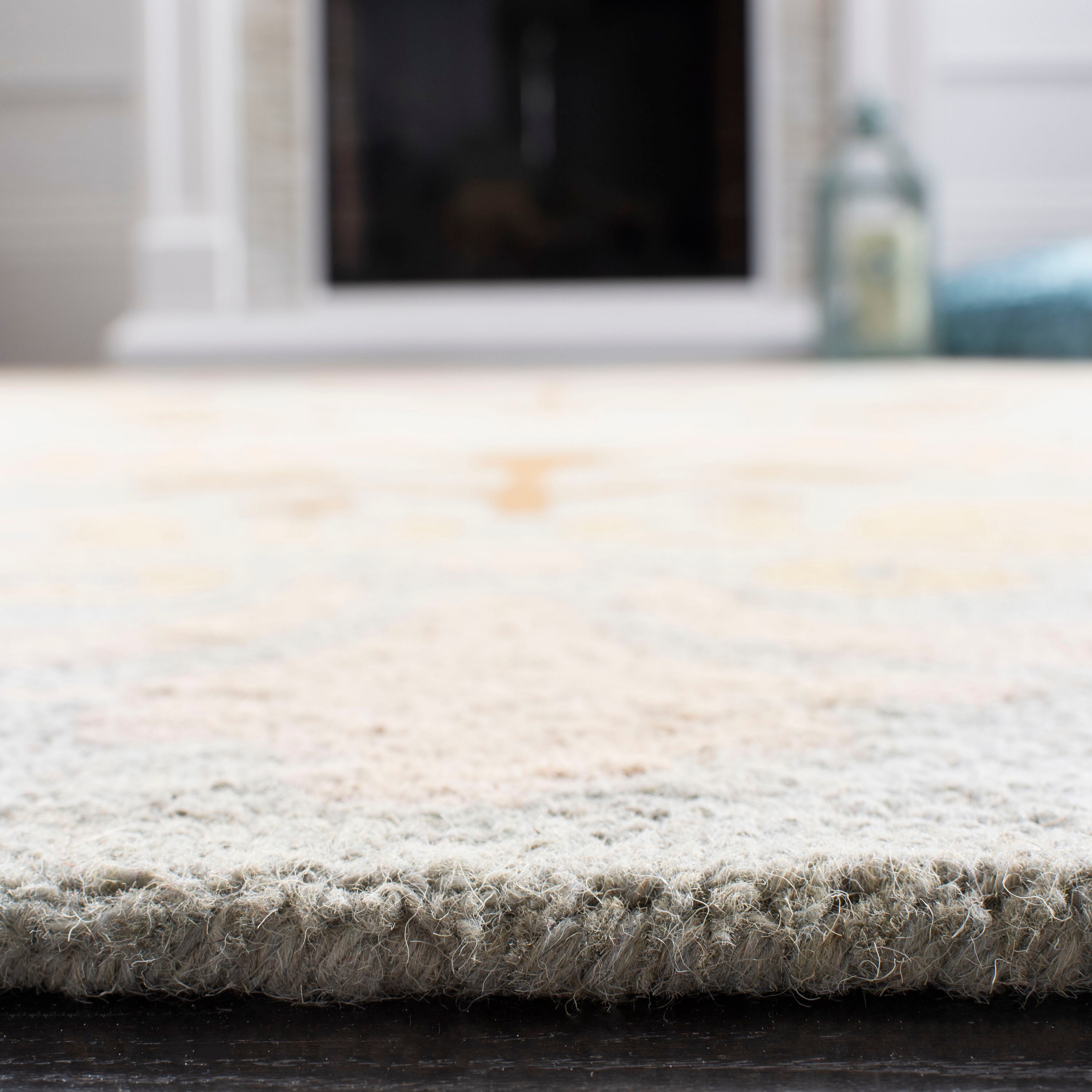 Blue Floral Handmade Wool 8' x 10' Area Rug