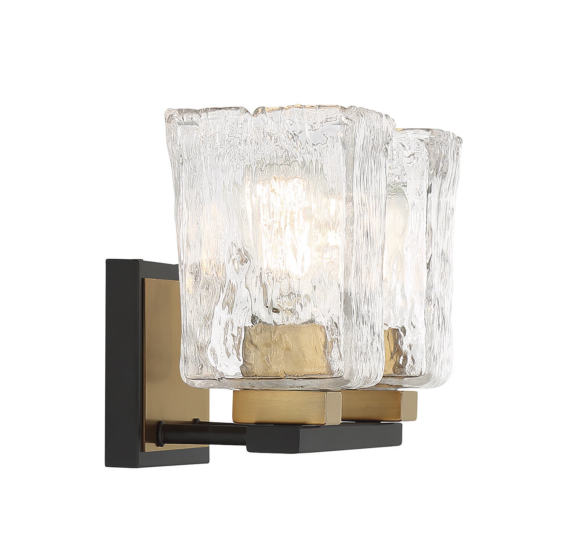 Matte Black and Brass 2-Light Bathroom Vanity Fixture