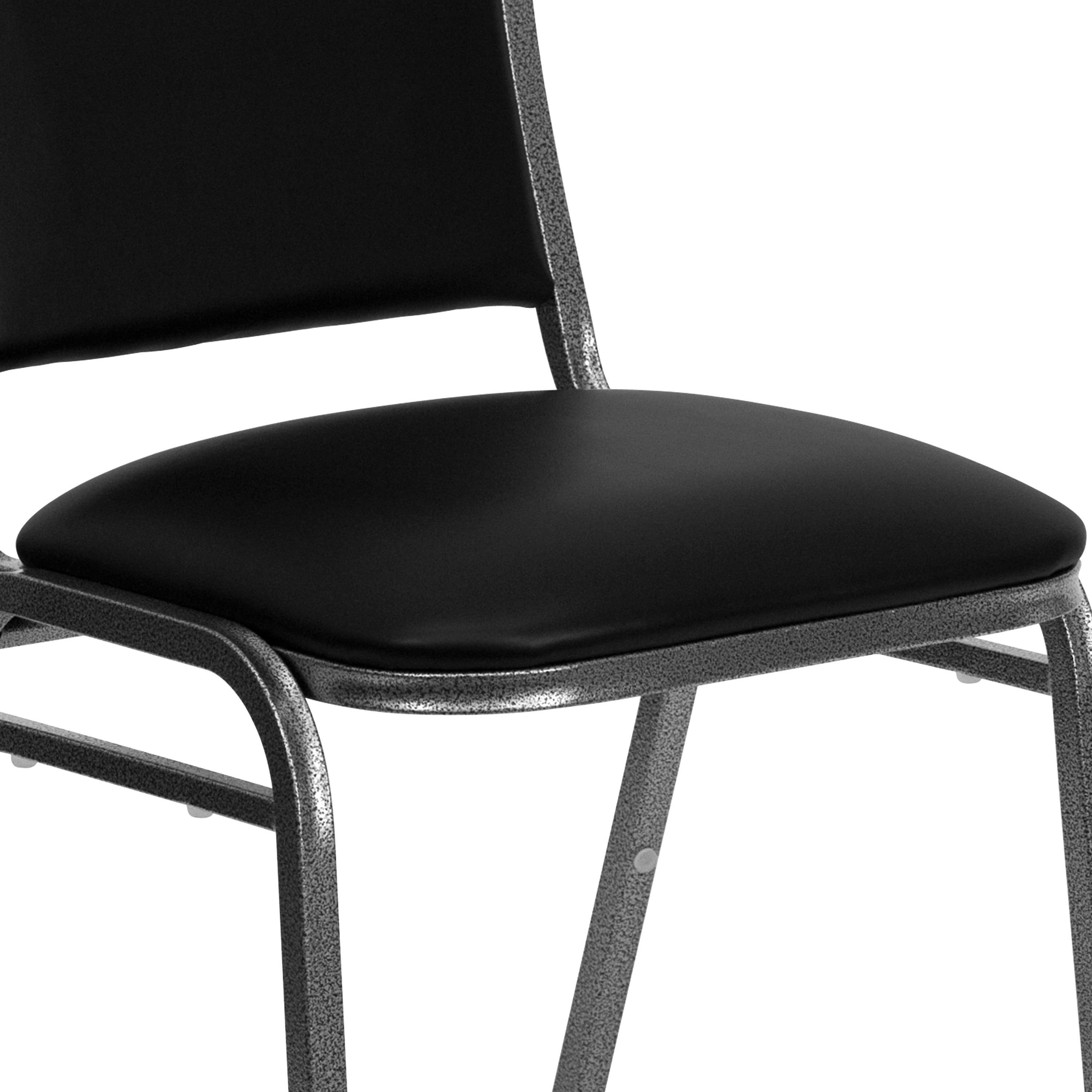 Elegant Black Vinyl and Silver Metal Stacking Banquet Chair