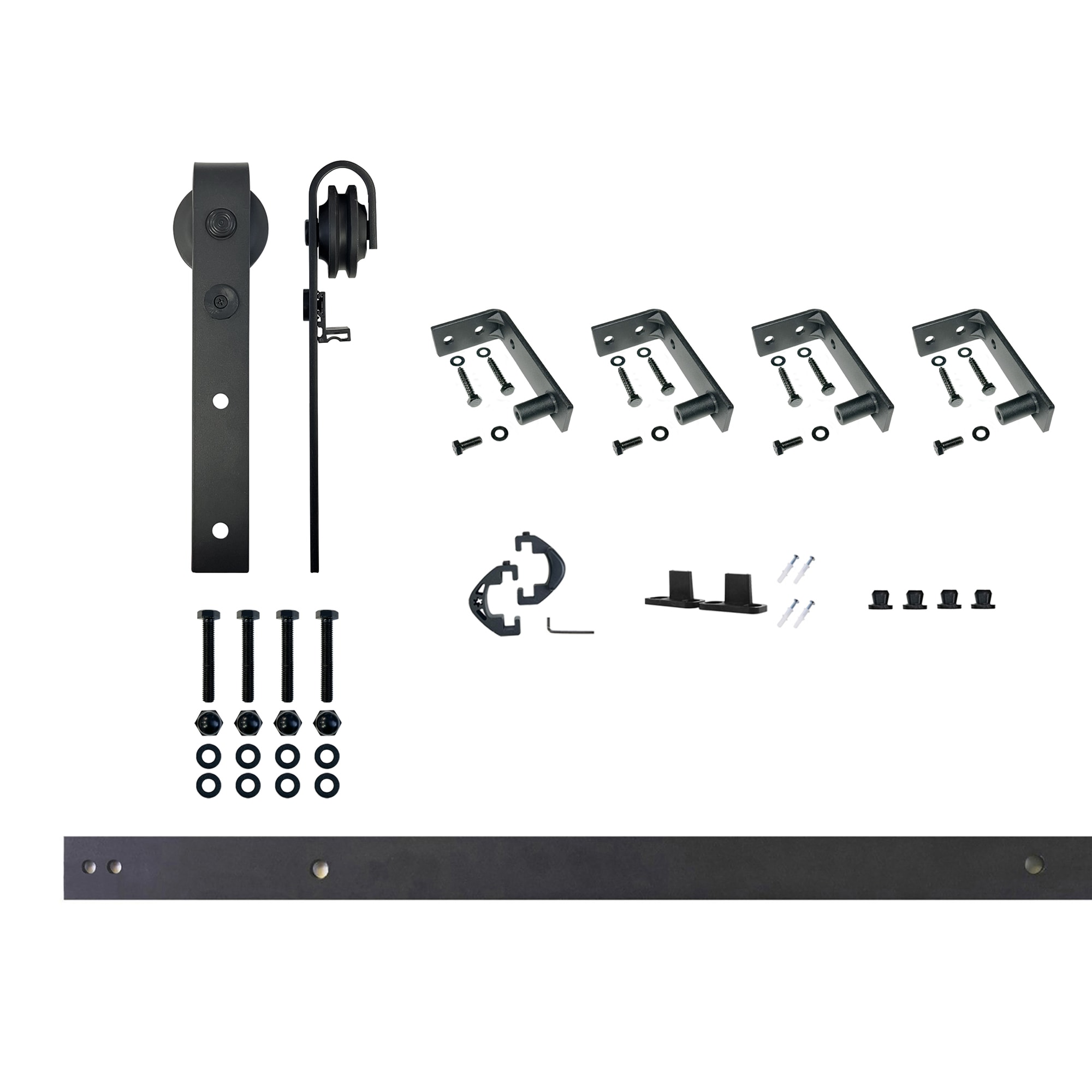 HOMACER CM-YT1TGH060C 60-in Rustic black Black Indoor J-strap Single Barn door hardware kit