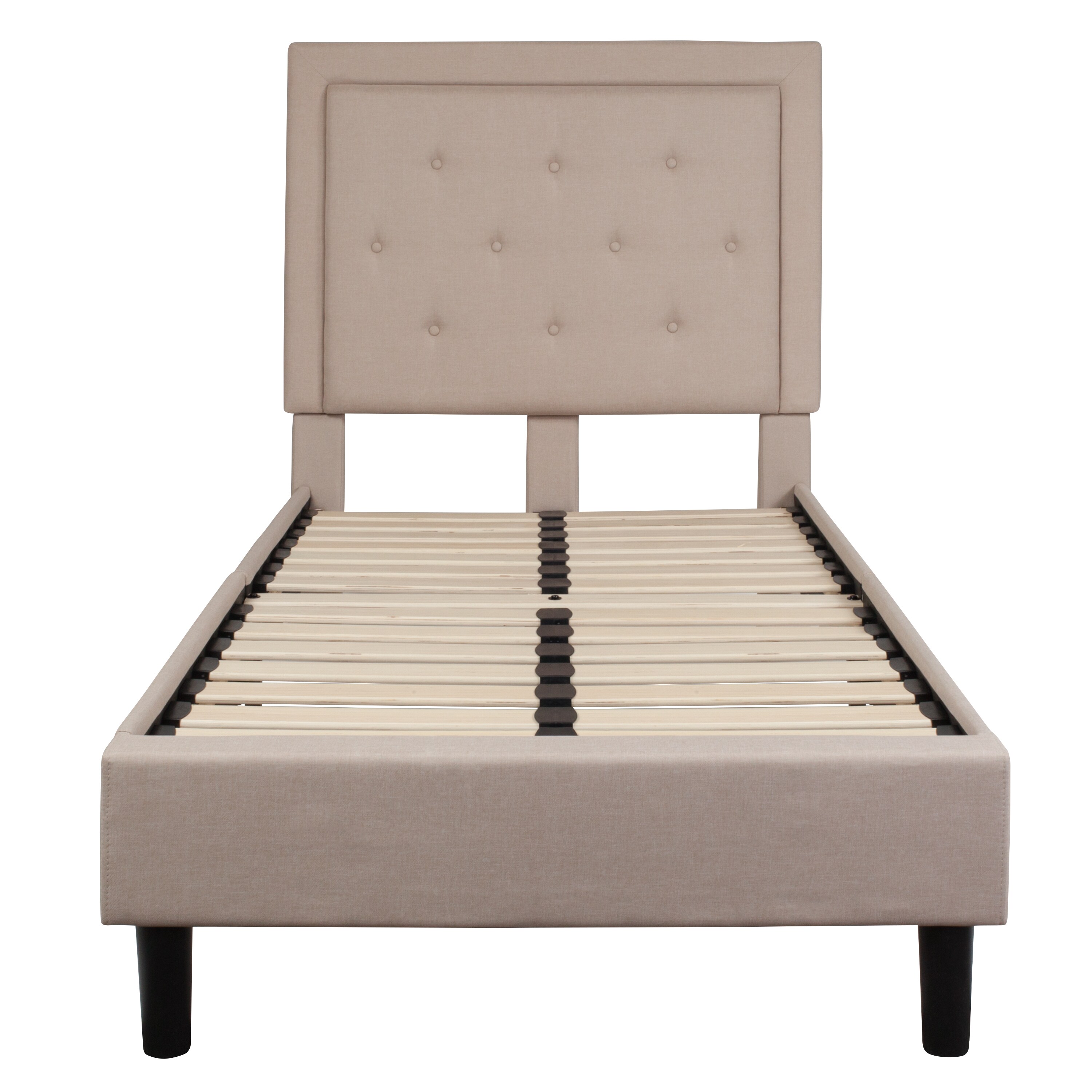 Flash Furniture Roxbury Beige Twin Upholstered Platform Bed in the Beds ...