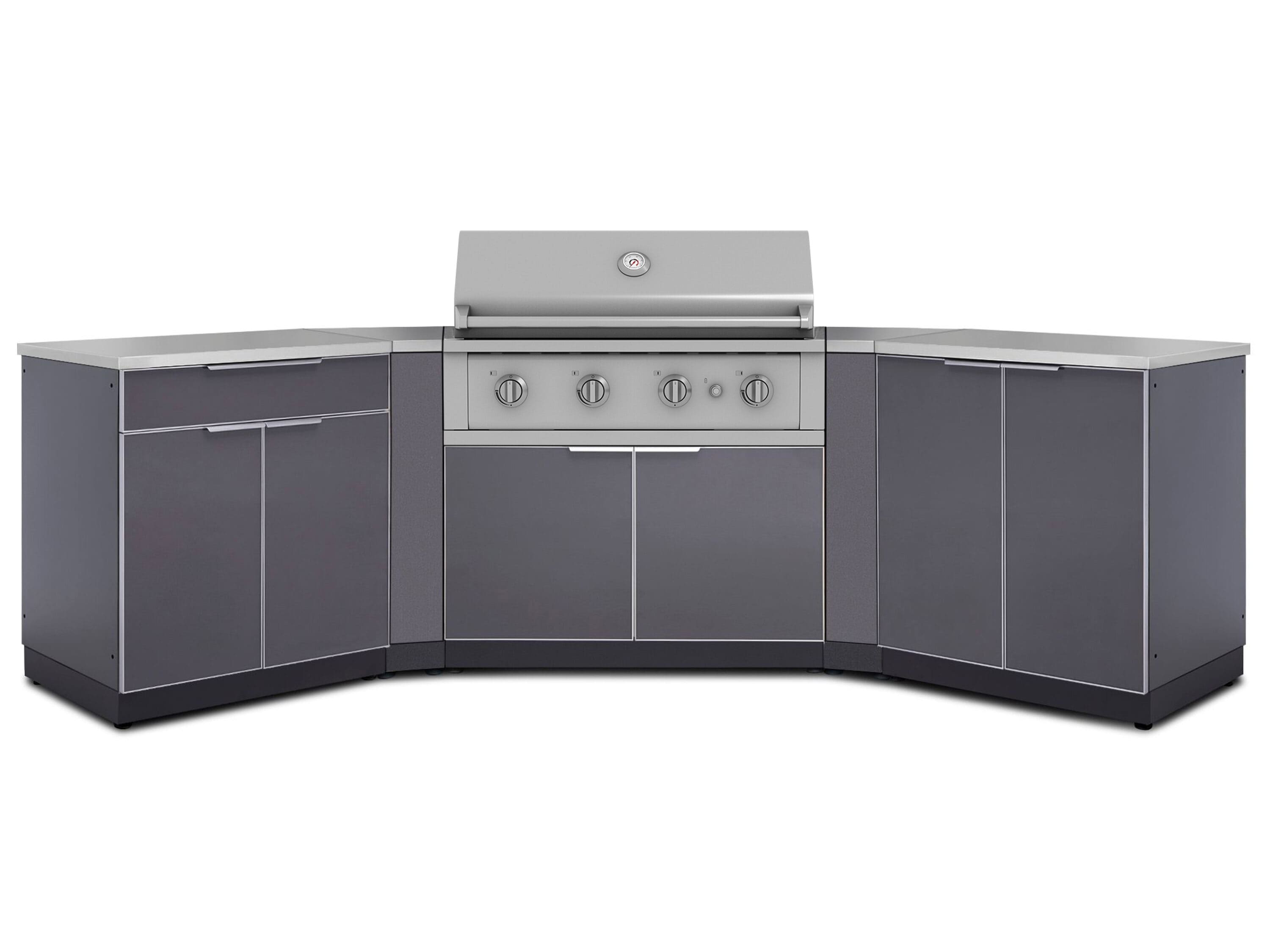 NewAge Products 71002 Classic Aluminum Cabinets Performance Gas Grill 7 -Piece 129.95-in W x 24-in D x 48.5-in H Modular Outdoor Kitchen Set 4 Burners