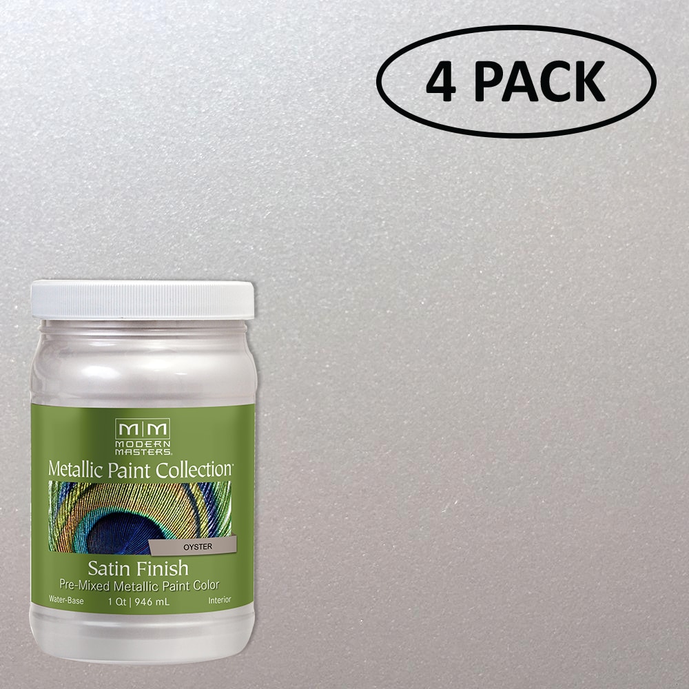 Modern Masters ME70532SOS Metallic Paint Collection Water-based Pre-tinted Low Odor Oyster Metallic Paint (1-quart) 4-Pack