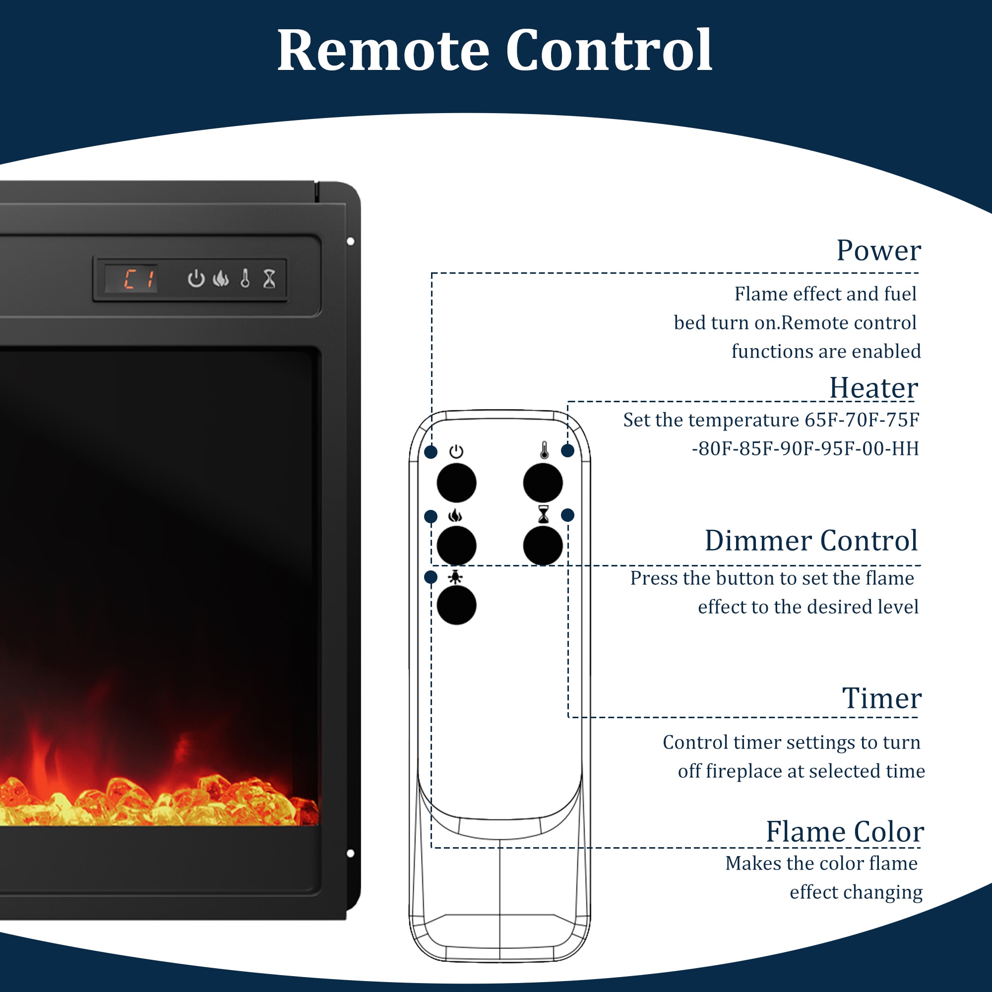 Clihome CL-JH0523-BK Electric-Fireplaces - View #13