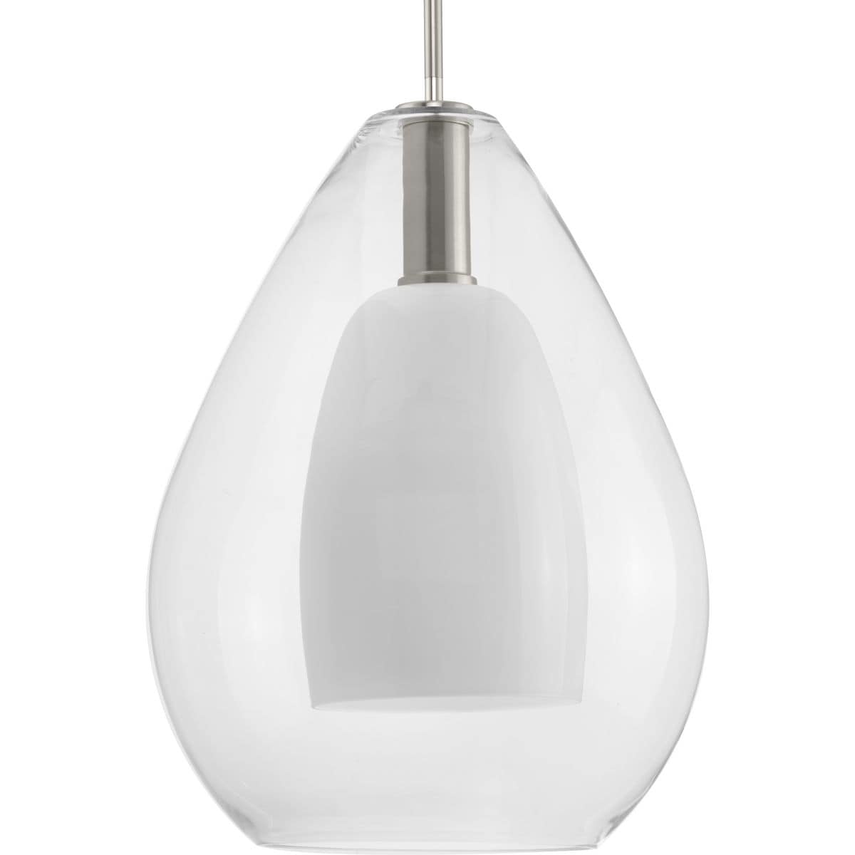 Progress Lighting P500439-009 Carillon Brushed Nickel Modern/contemporary Clear glass Teardrop Medium Hanging Pendant light