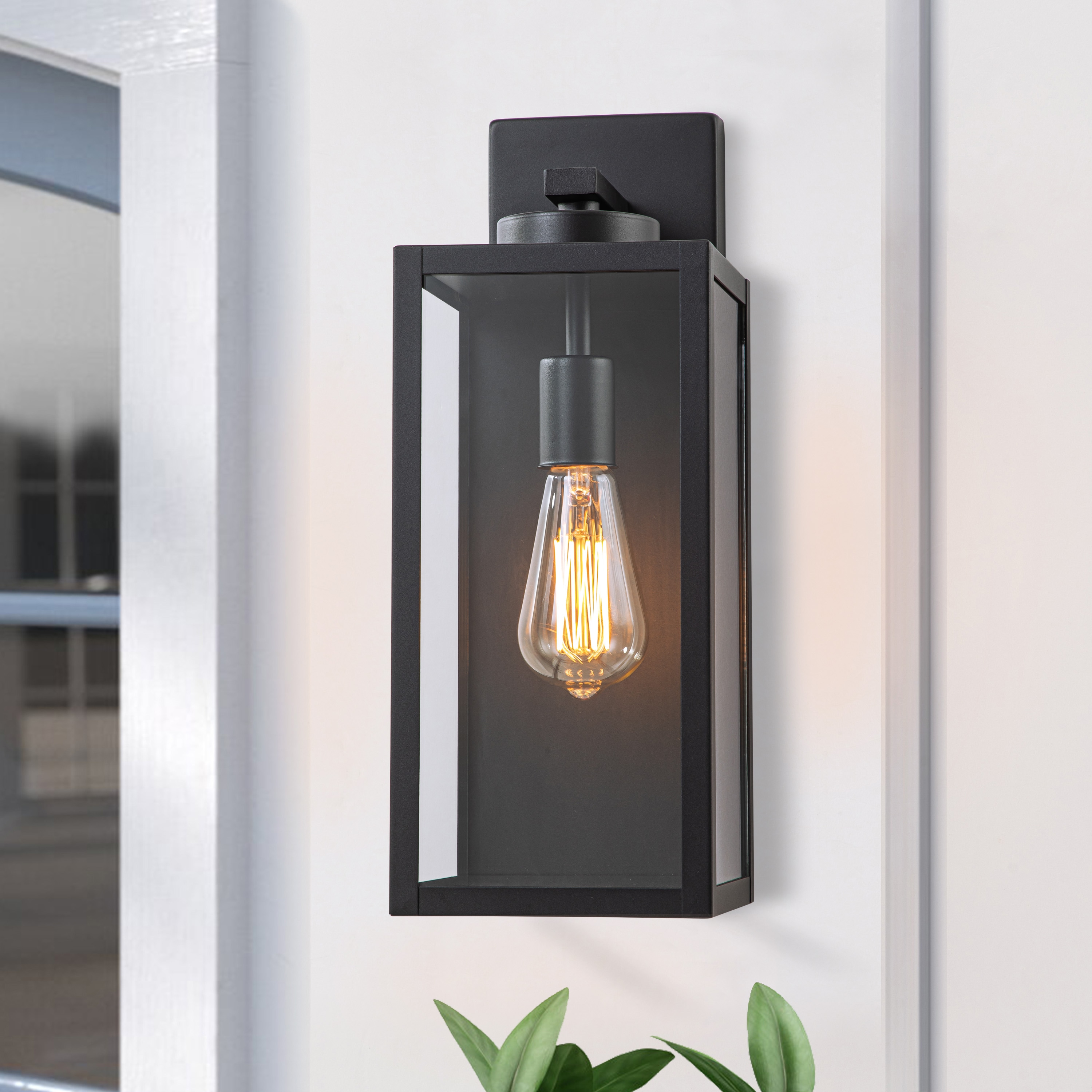 C Cattleya LCA2427-W 1 -Light 15.75-in H Matte Black Hardwired Outdoor Wall Light