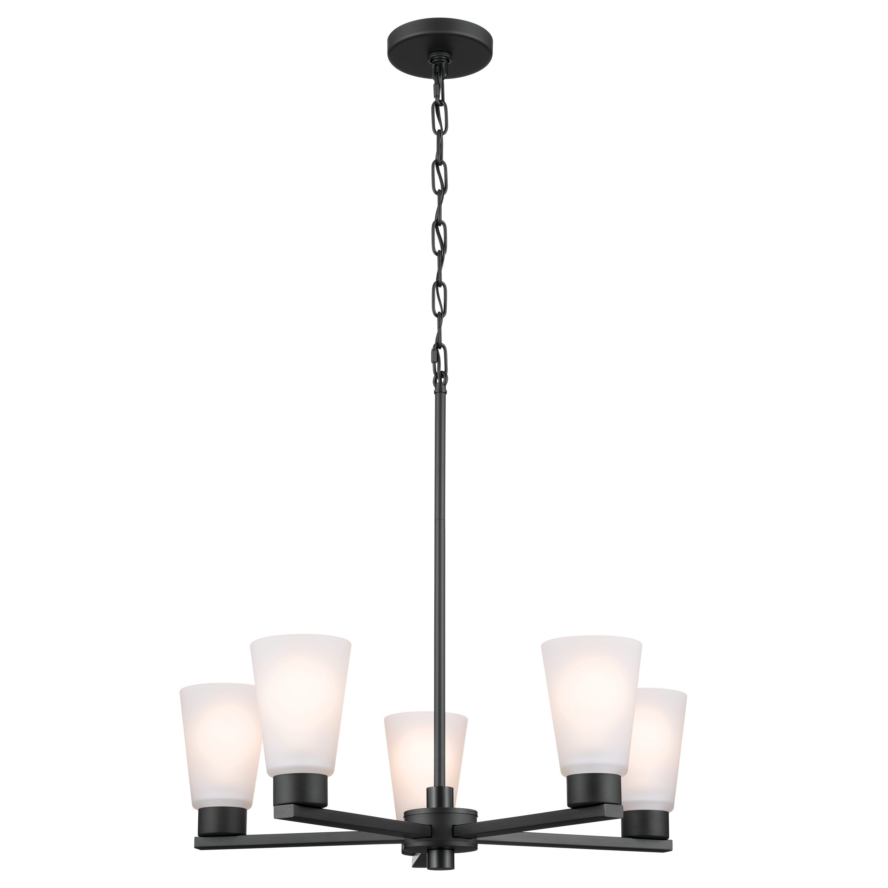 Kichler 52436BK Stamos 5 -Light Brushed Black Transitional For Use in Bedrooms, Dining Rooms, Foyers, Kitchens, Living Rooms Chandelier