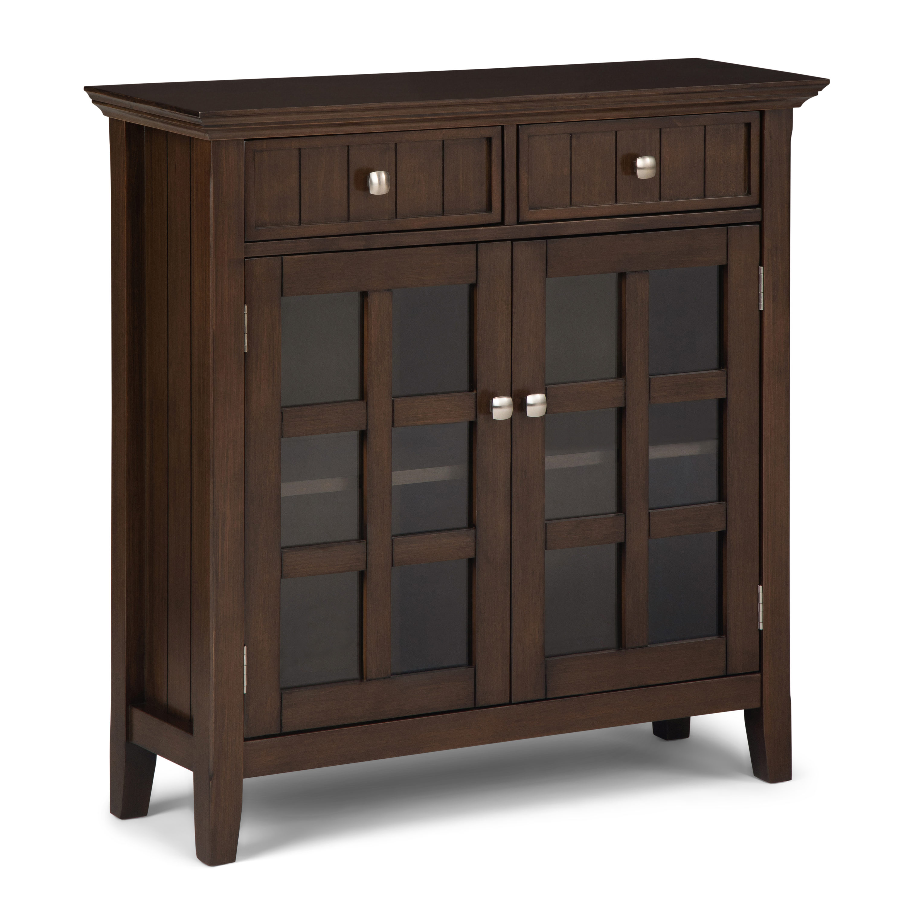 Simpli Home AXWELL3-13NAB Acadian Natural Aged Brown Transitional Wood Media Cabinet