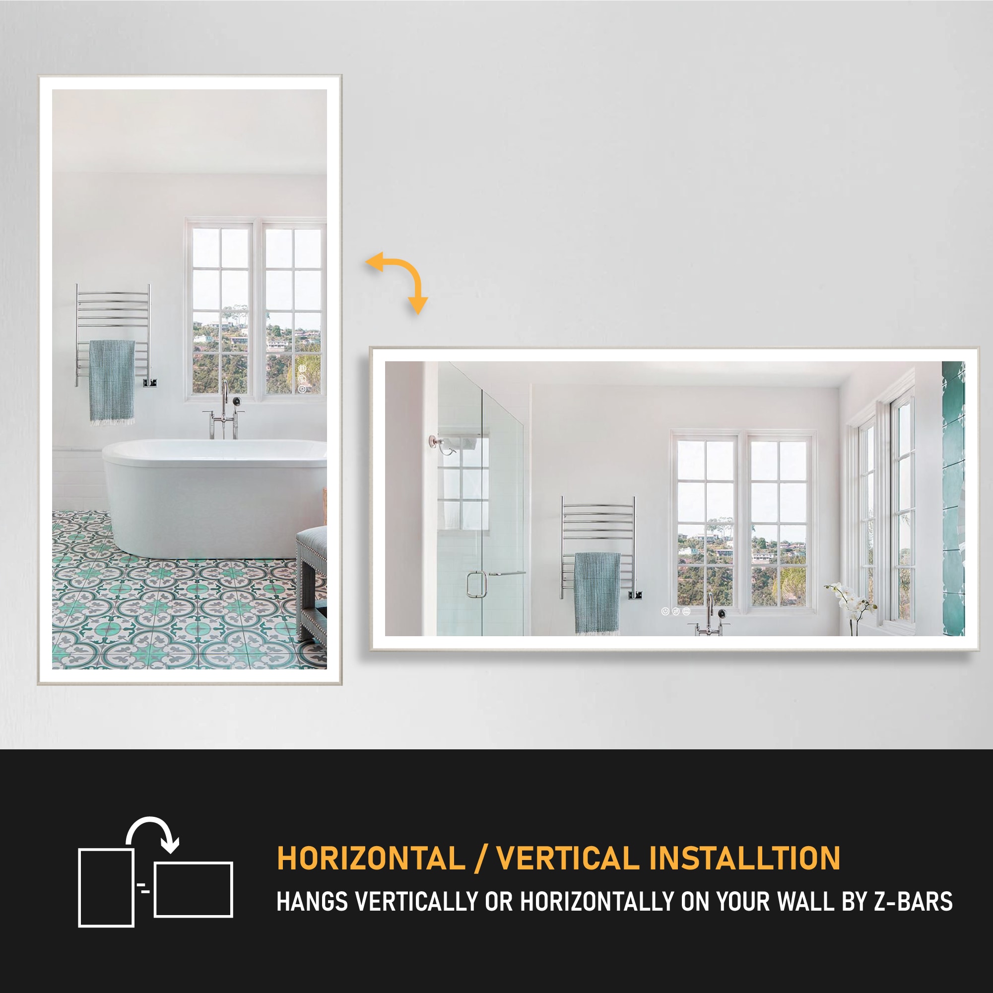 WELLFOR M1FM8442WT Framed-Bath-Mirrors - View #11