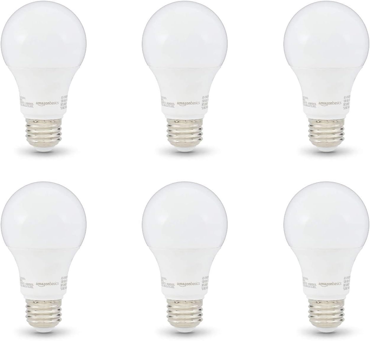 JUSJUBR 6-Pack Non-Dimmable LED Light Bulbs Great Brightness 40W Equivalent 6W E26 Standard Base 2700K 10000 Hour Lifetime Soft White A19