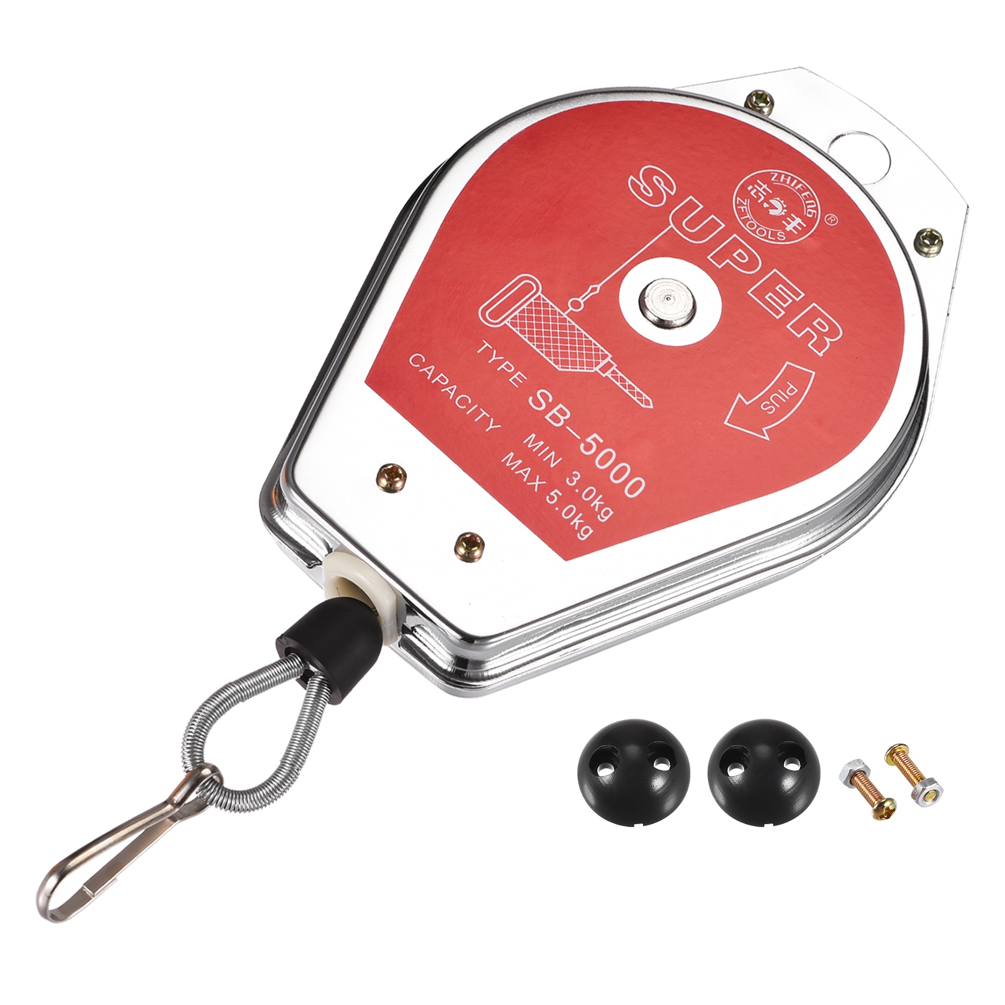 Unique Bargains Retractable Spring Balancer Tool Holder Hanging Equipment 6.6-11lbs 3-5kg Red for Assembly-line with Fitting Accessory