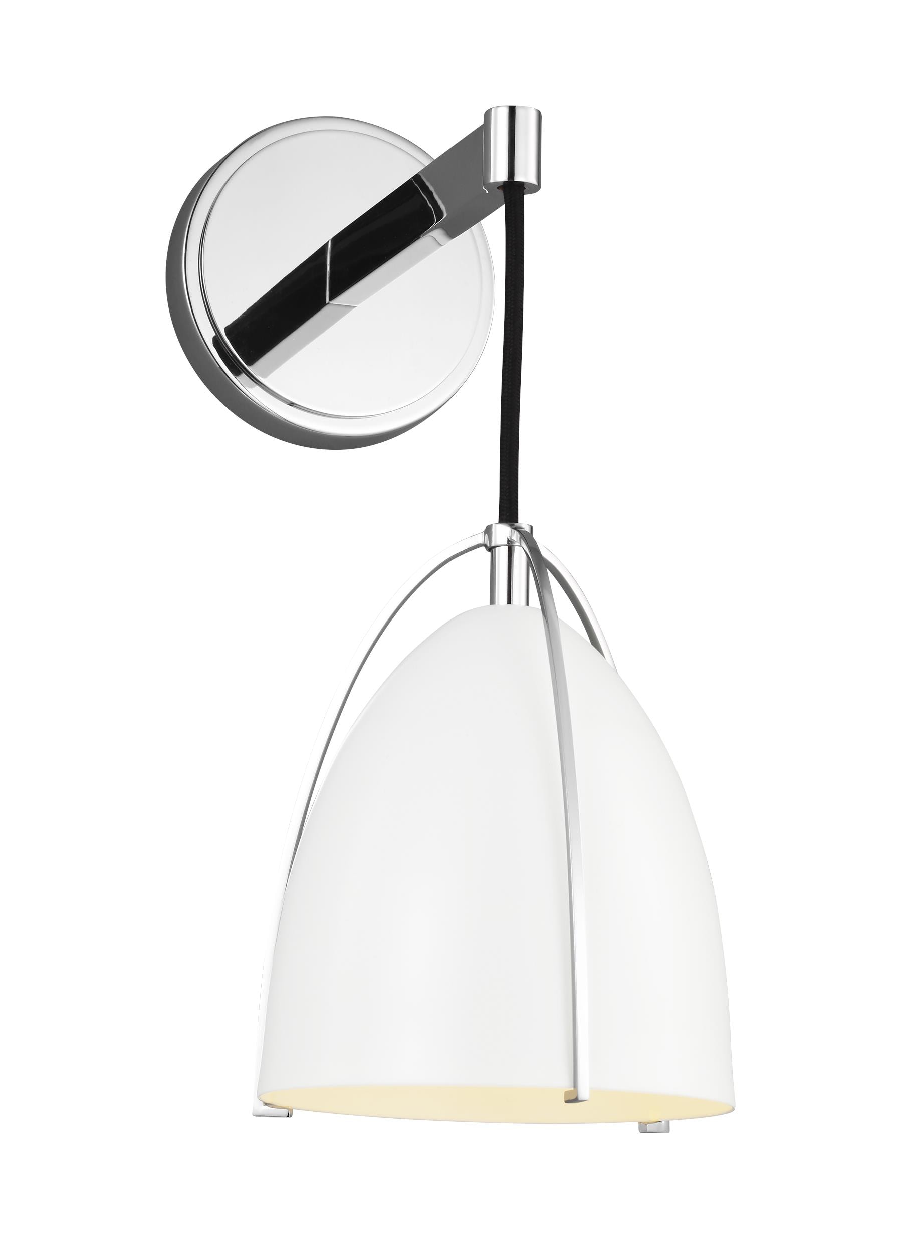 Chrome and Matte White Steel Single Bath Sconce