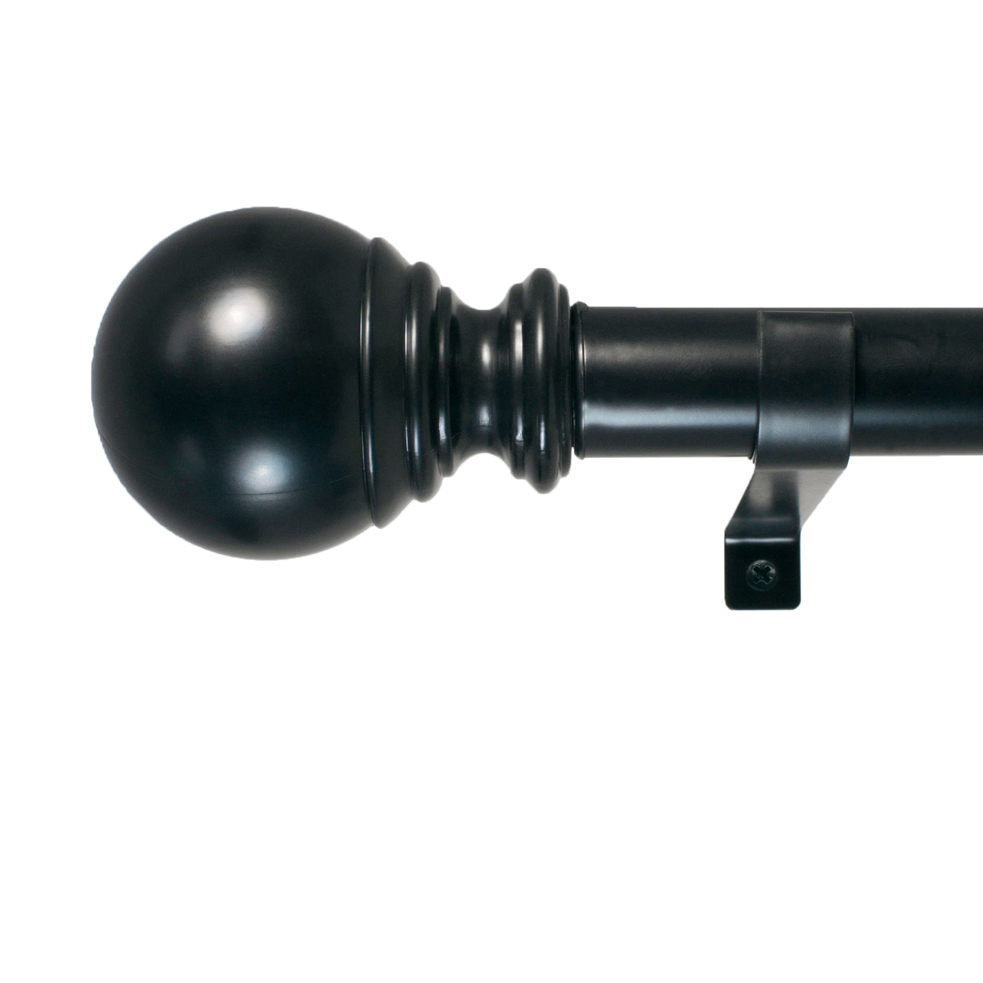 Black Adjustable Metal Curtain Rod with Ball Finial, 18-36 Inch