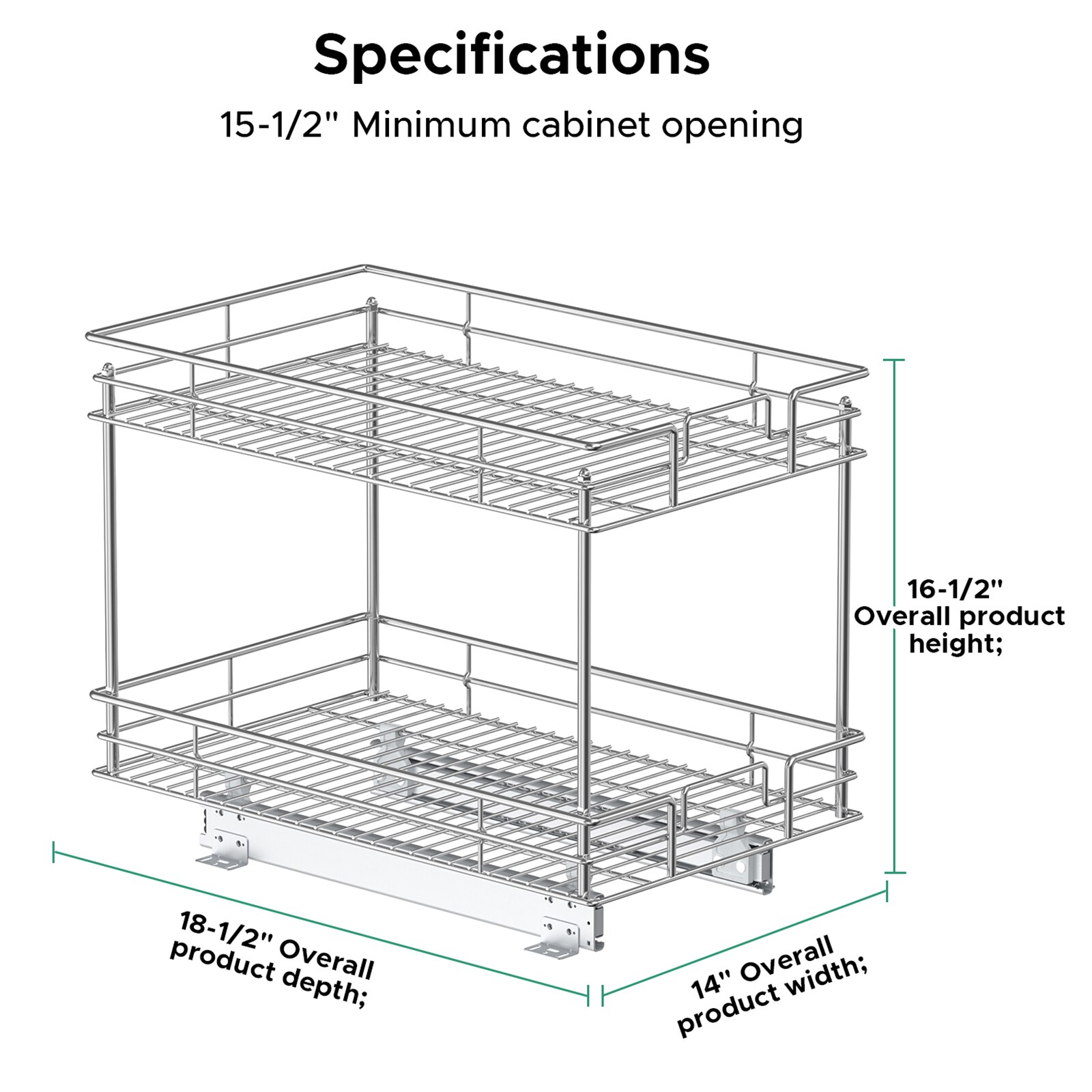 HomLux Pull Out Cabinet Organizer 14-in W x 16.4-in H x 18-in D Black  Unfinished Cabinet Roll-out Tray in the Kitchen Cabinet Accessories  department at