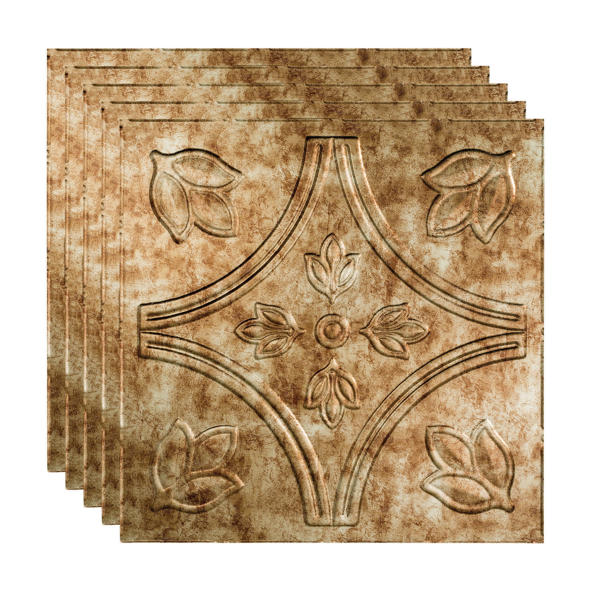 Fasade PL7017 2-ft x 2-ft Traditional 5 Bermuda Bronze PVC Drop Ceiling Tile ( 5 -Pack, 20-Sq. Feet / Case )