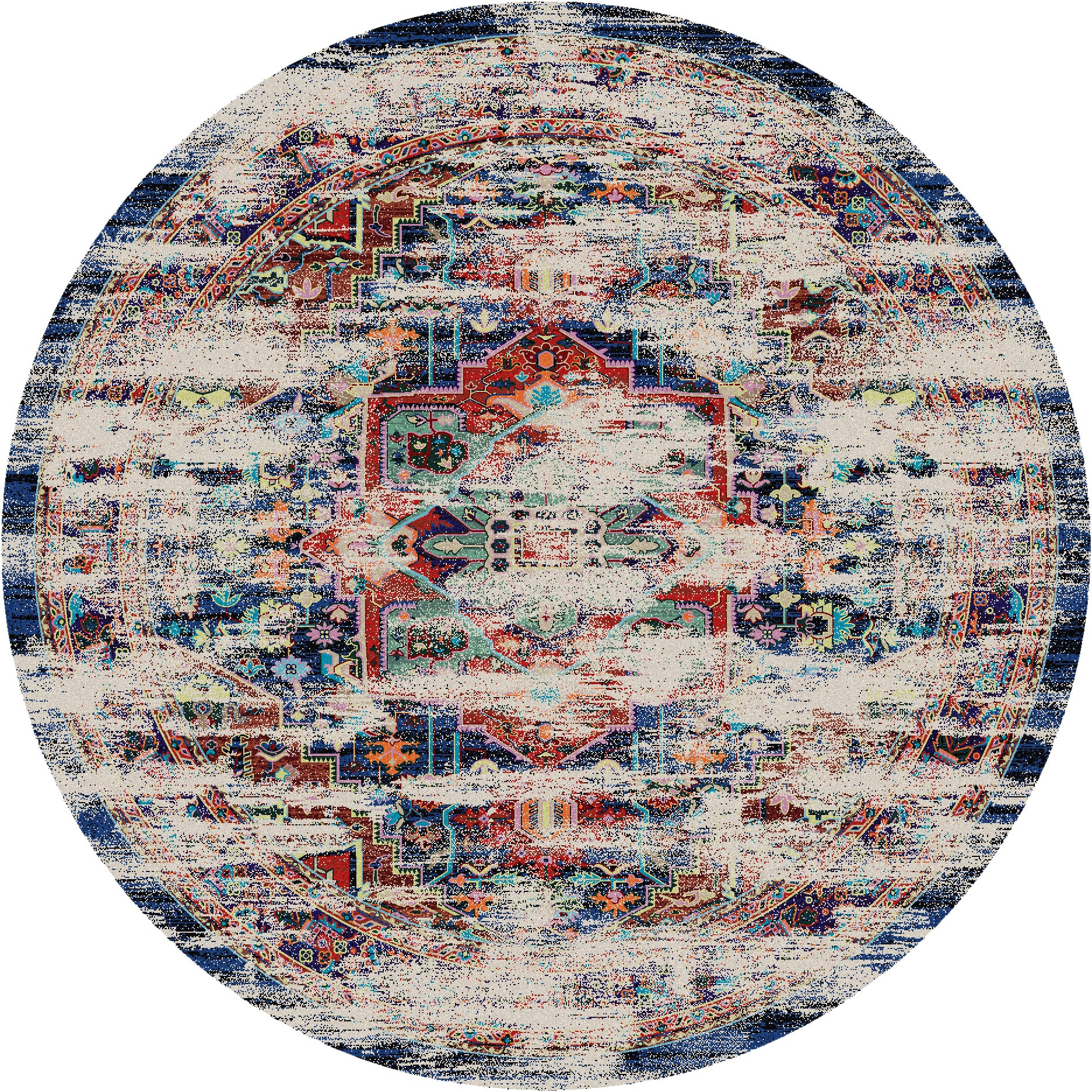 American Dakota RC0231DWF296 8 x 8 (ft) Tufted Nylon Distressed wildflower Round Indoor Persian Area rug