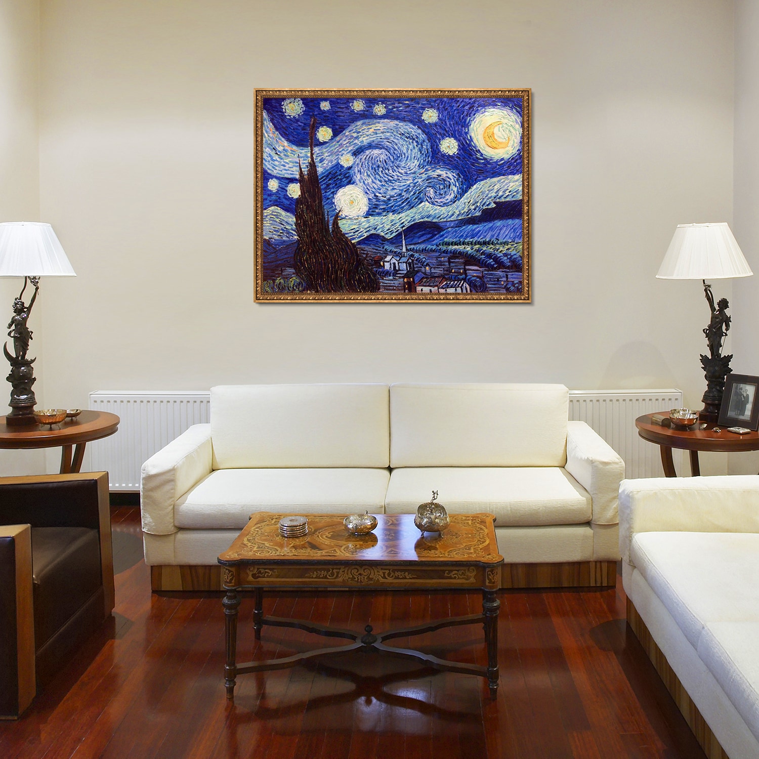 La Pastiche Starry Night Vincent Van Gogh Gold Wood Framed 39.5-in H x ...