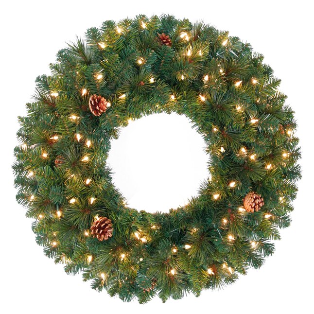 Holiday Living 30-in Pre-lit Outdoor Green Artificial Christmas Wreath ...