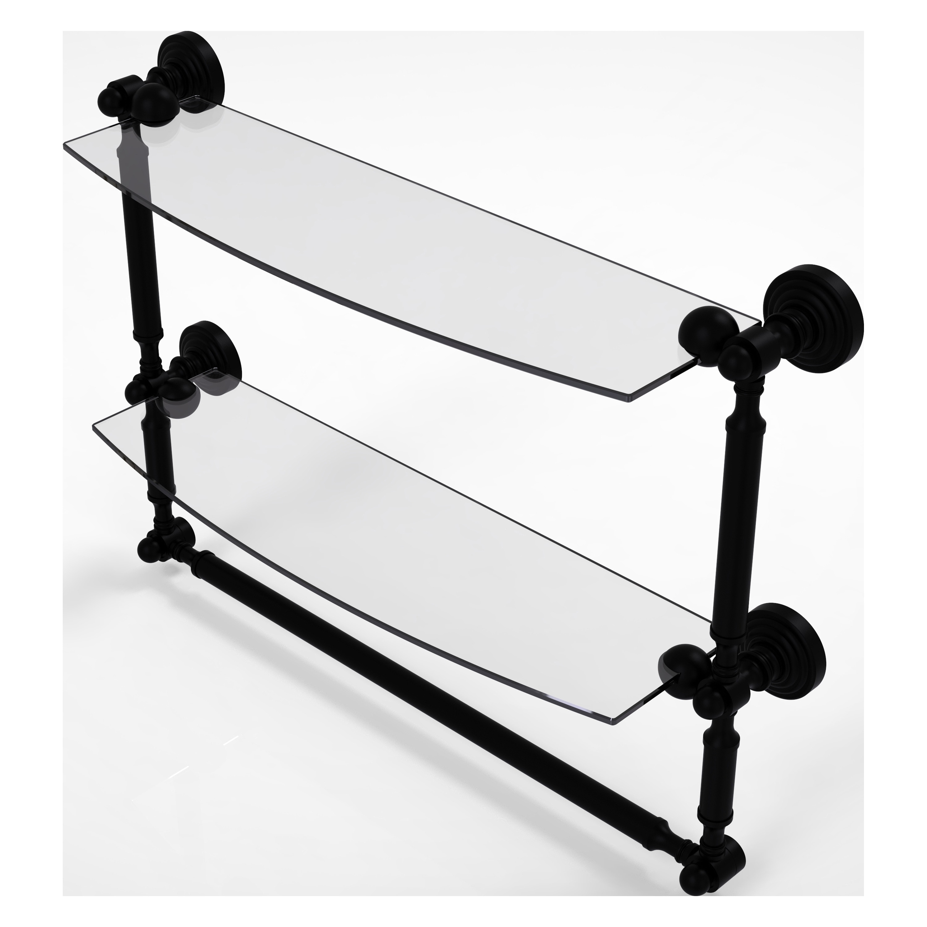 Allied Brass WP-34TB/18-BKM Waverly Place Matte Black 2 -Tier Wall mount Bathroom Shelf ( 18-in x 15-in x 5-in )