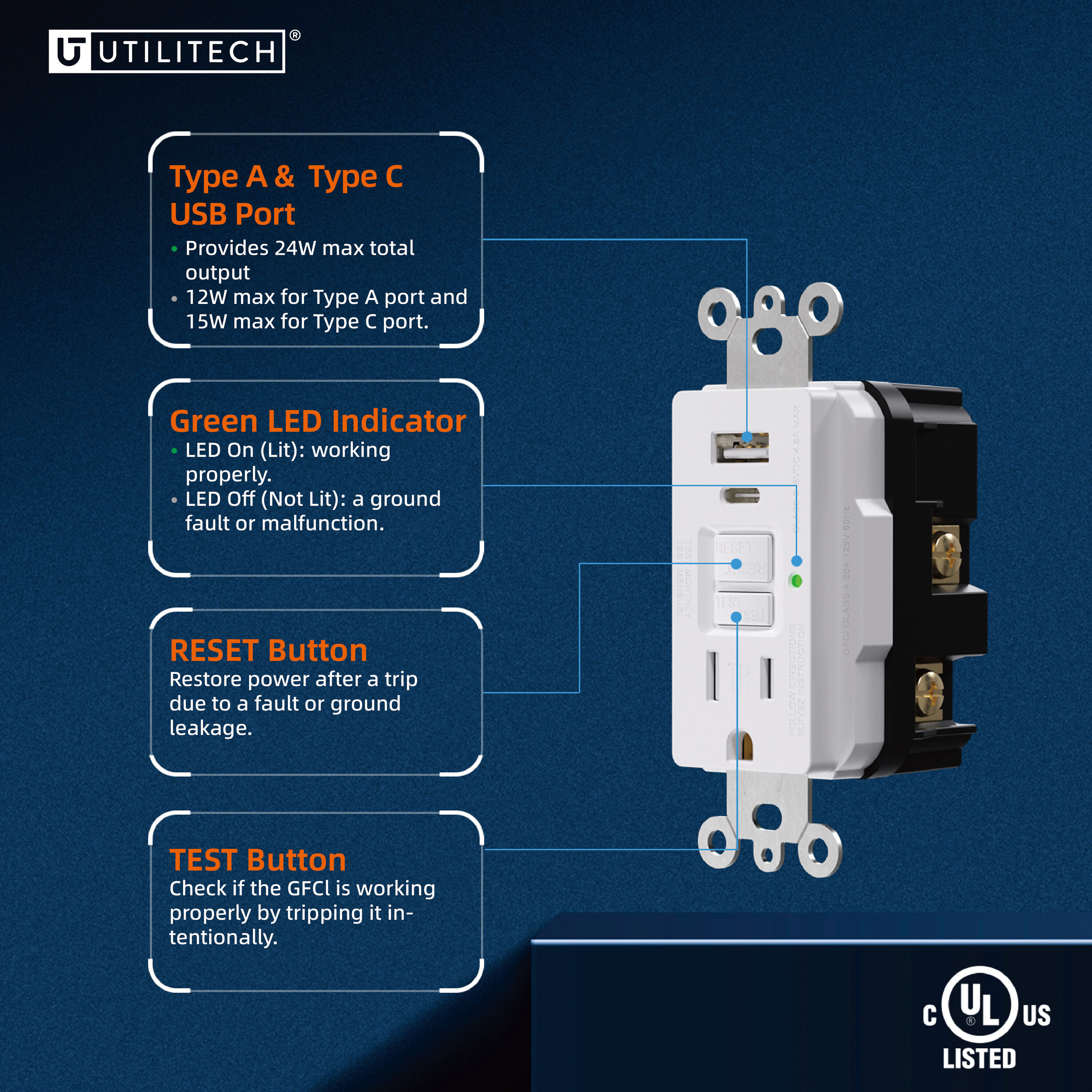 Utilitech LGR2315ACT1-WH receptacles - View #4