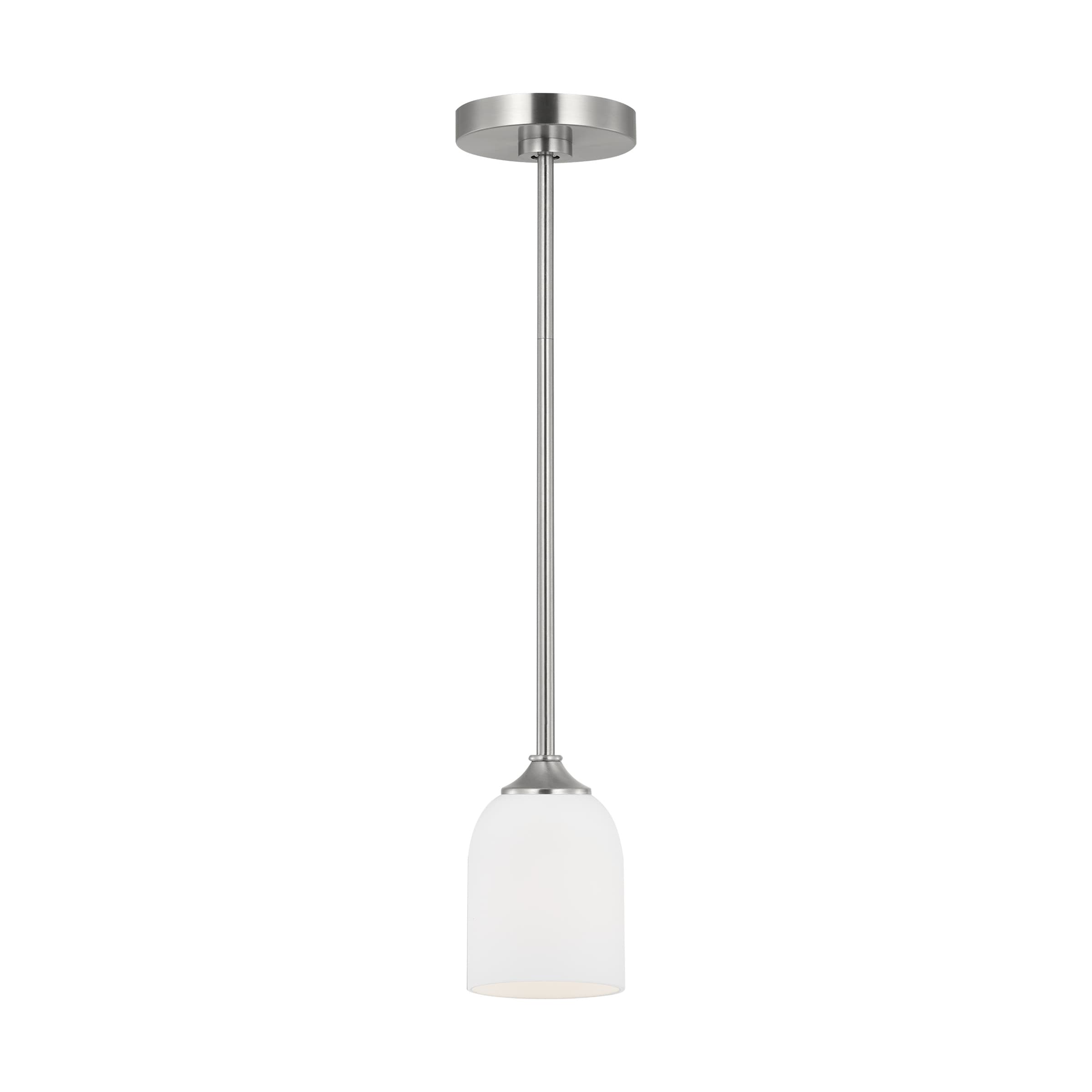 Generation Lighting GLP1021BS Emile 1 -Light Brushed Steel Traditional Etched glass Geometric Mini Hanging Pendant light