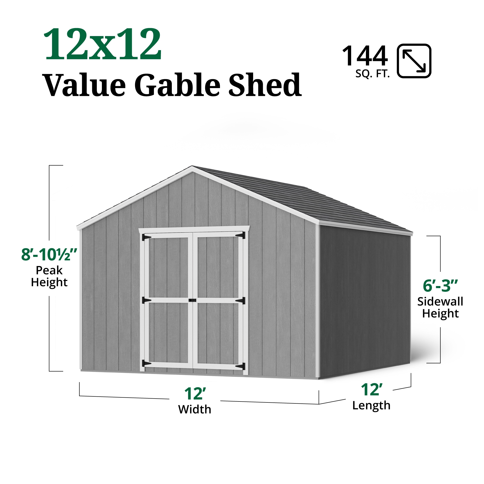 Little Cottage Co 12X12 VGS-PC Wood-Storage-Buildings - View #3