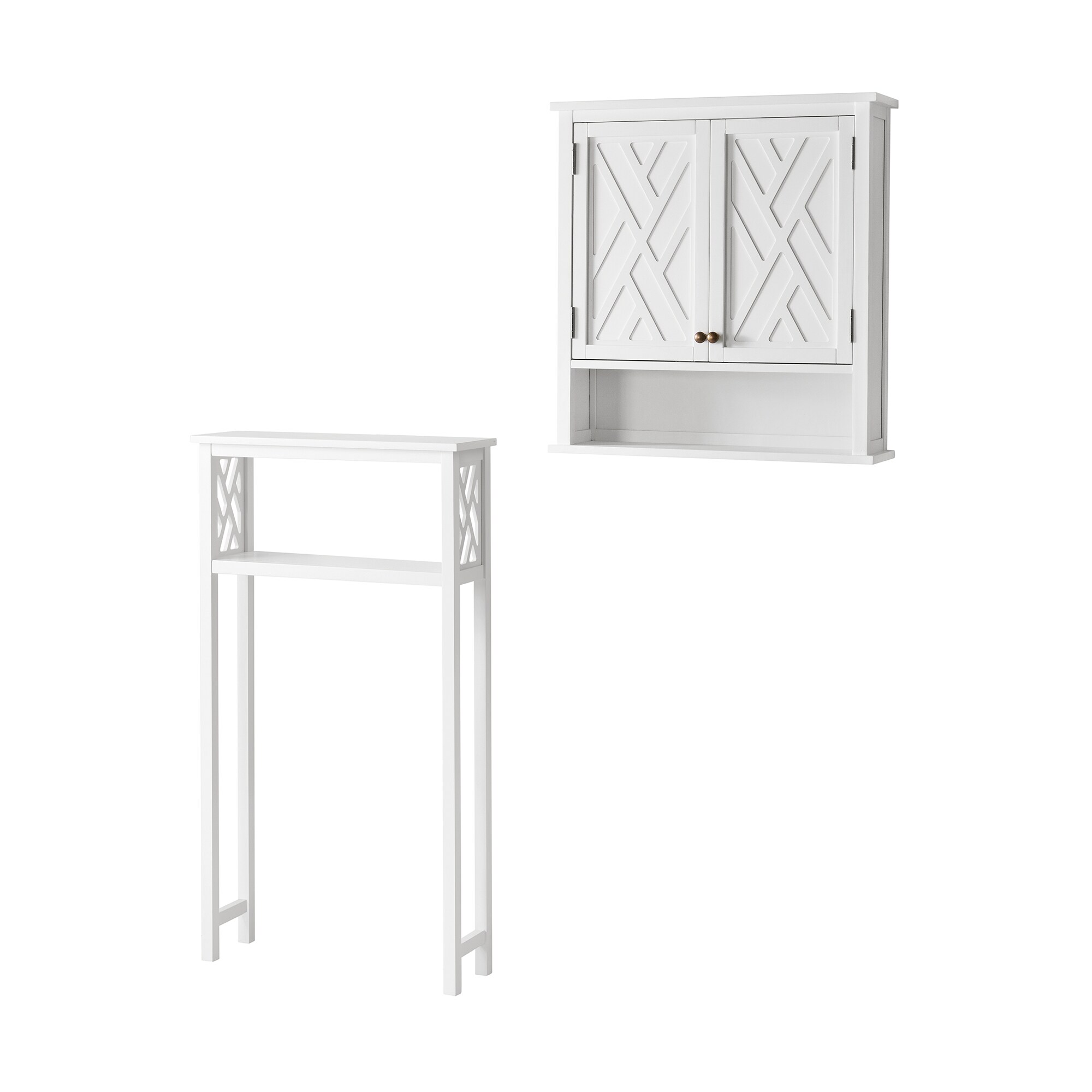 Coventry 25 in. W x 14 in. H Wall-Mounted Bath Shelf with Two Towel Rods in  White