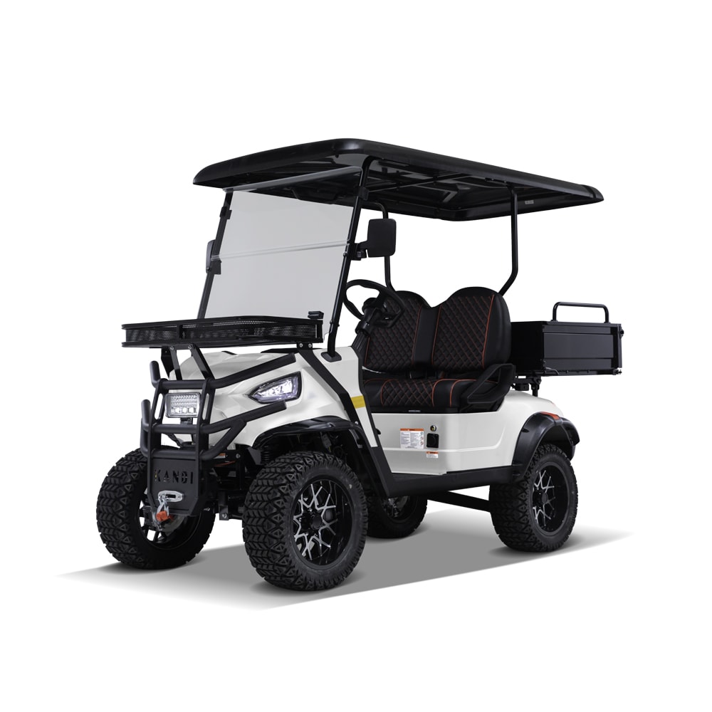 KANDI 2 Seat Electric Golf Cart with Tilting Cargo Bed and Windshield- 2wd-  Max Speed 20-MPH (white) in the UTVs & Golf Carts department at