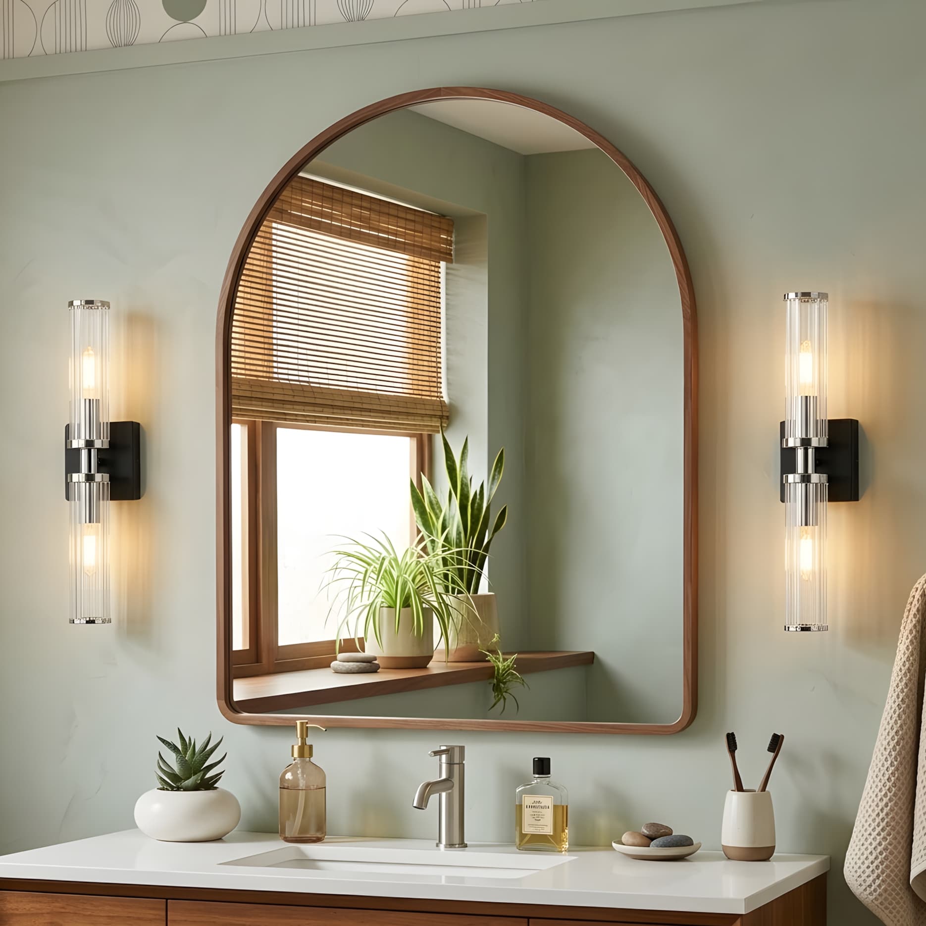 RCCFBHM 19.7-in Black K9 Crystal Wall Sconce Set of 2 3-Color LED Modern Bathroom Vanity Light Fixtures Luxury Bronze Iron Wall Lamp