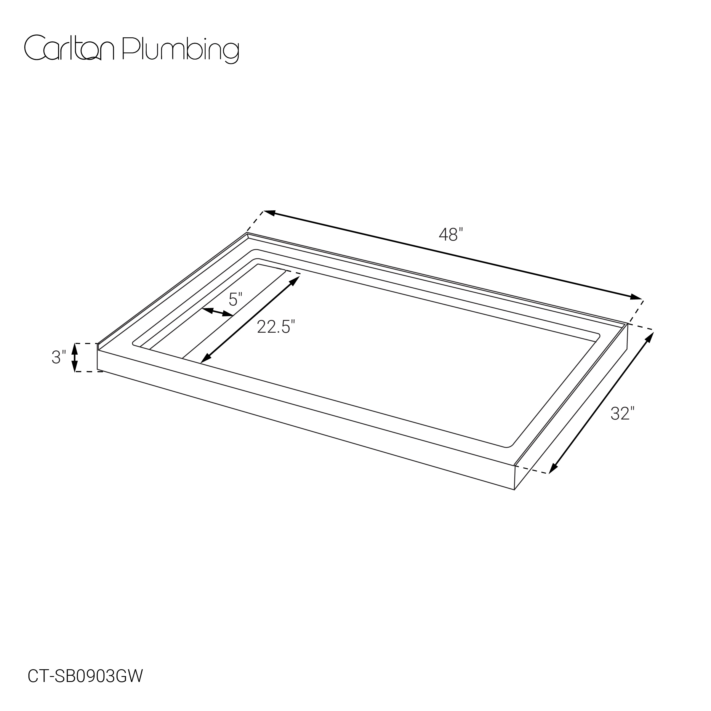 Carlton Plumbing CT-25-SBMTJ03GW Shower-Floors - View #2