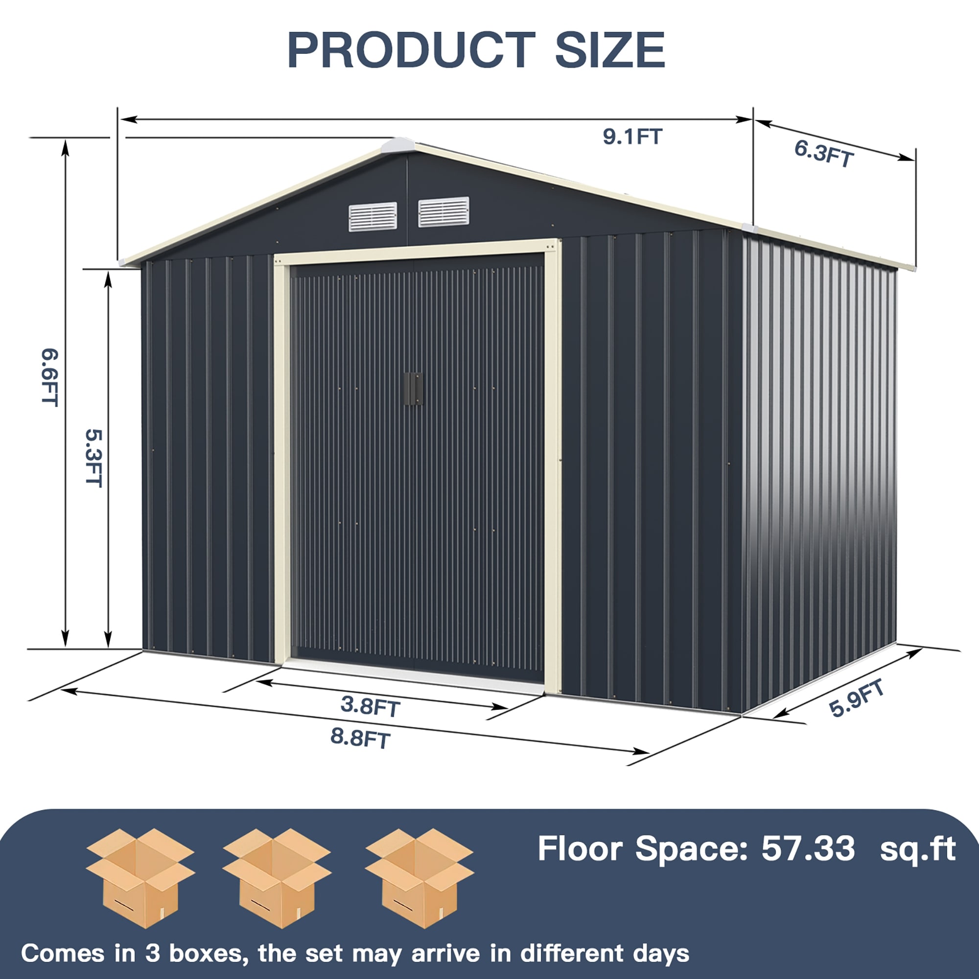 Forclover 6-ft x 9-ft 9 x 6-ft Metal Storage Shed Vinyl-coated Steel ...