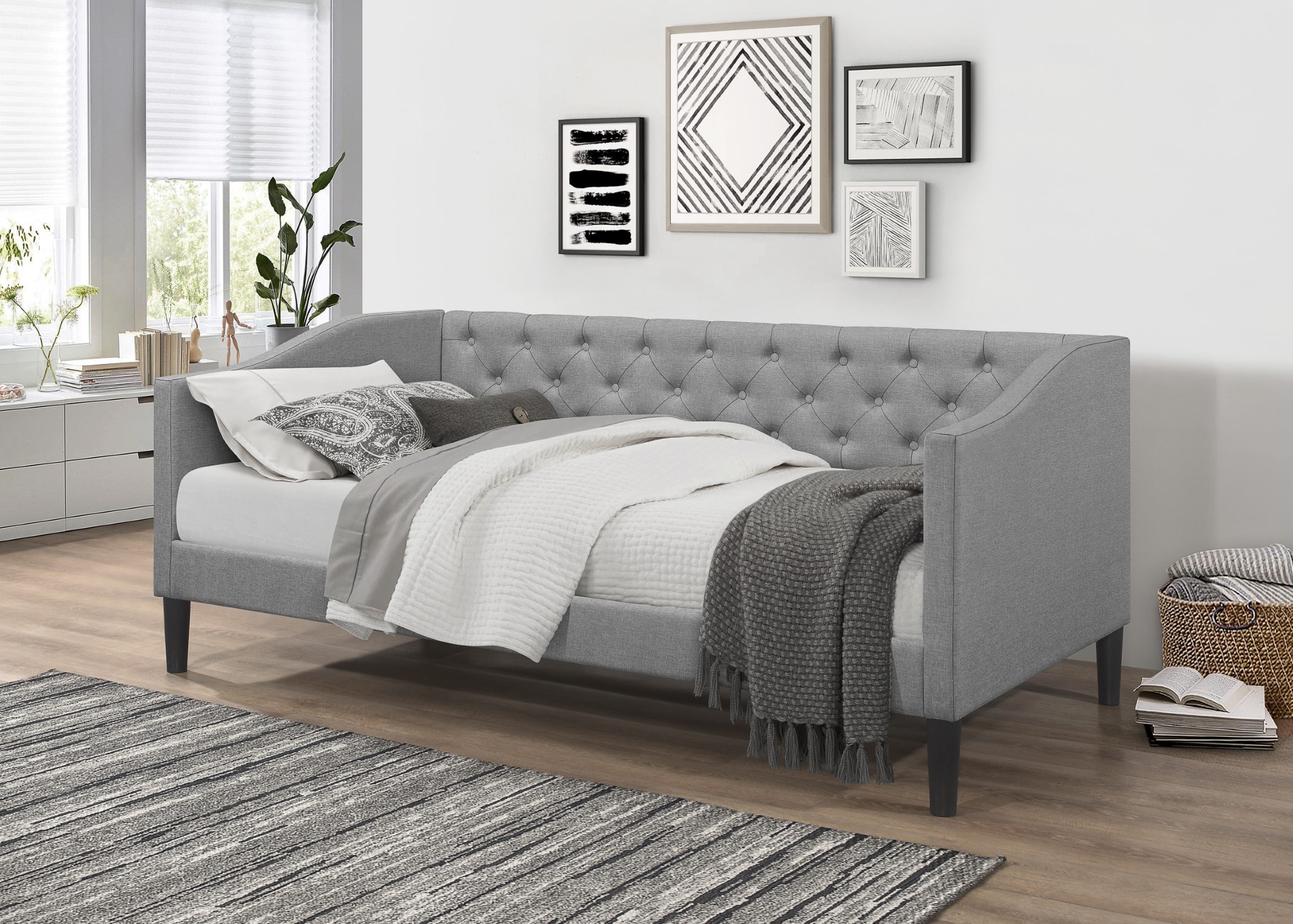 Home Design 50019-011 Gianna Gray Twin Wood Daybed Bed