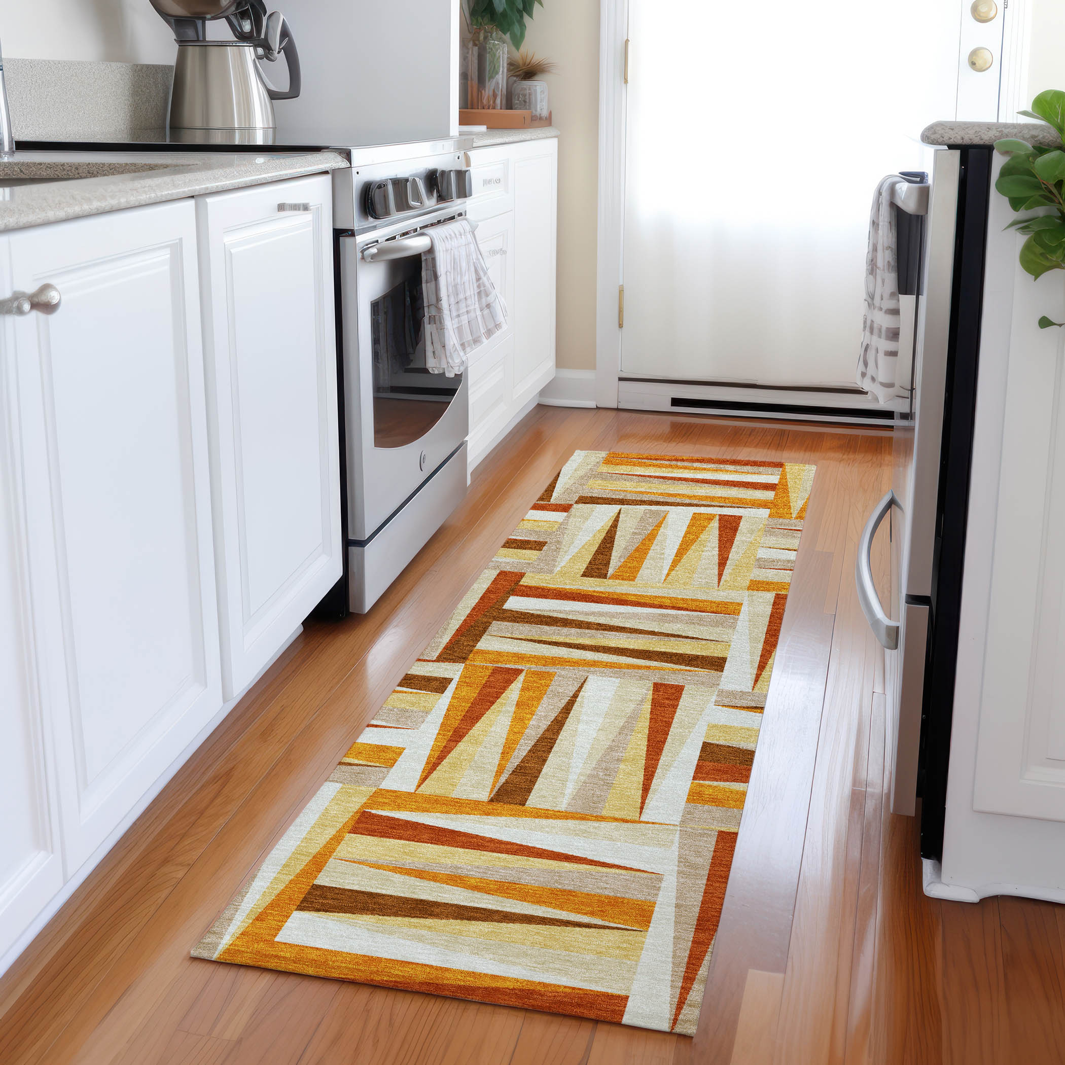 Addison Rugs ACN1012OR2X8 Chantille ACN1012OR 2 x 7 (ft) Polyester Orange Rectangular Indoor/Outdoor Geometric Machine washable Runner rug