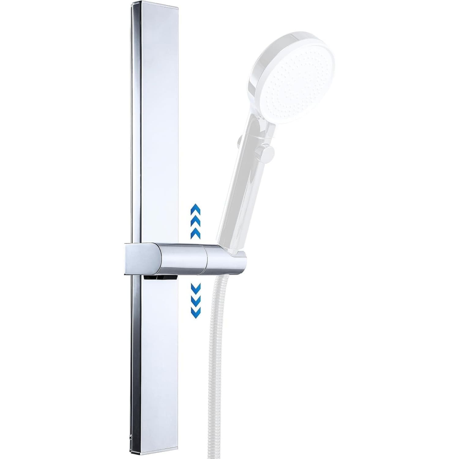 Angel Sar 17in L Chrome Shower Slide Bar with Height and Angle Adjustable Handheld Shower Head Holder for Bathroom