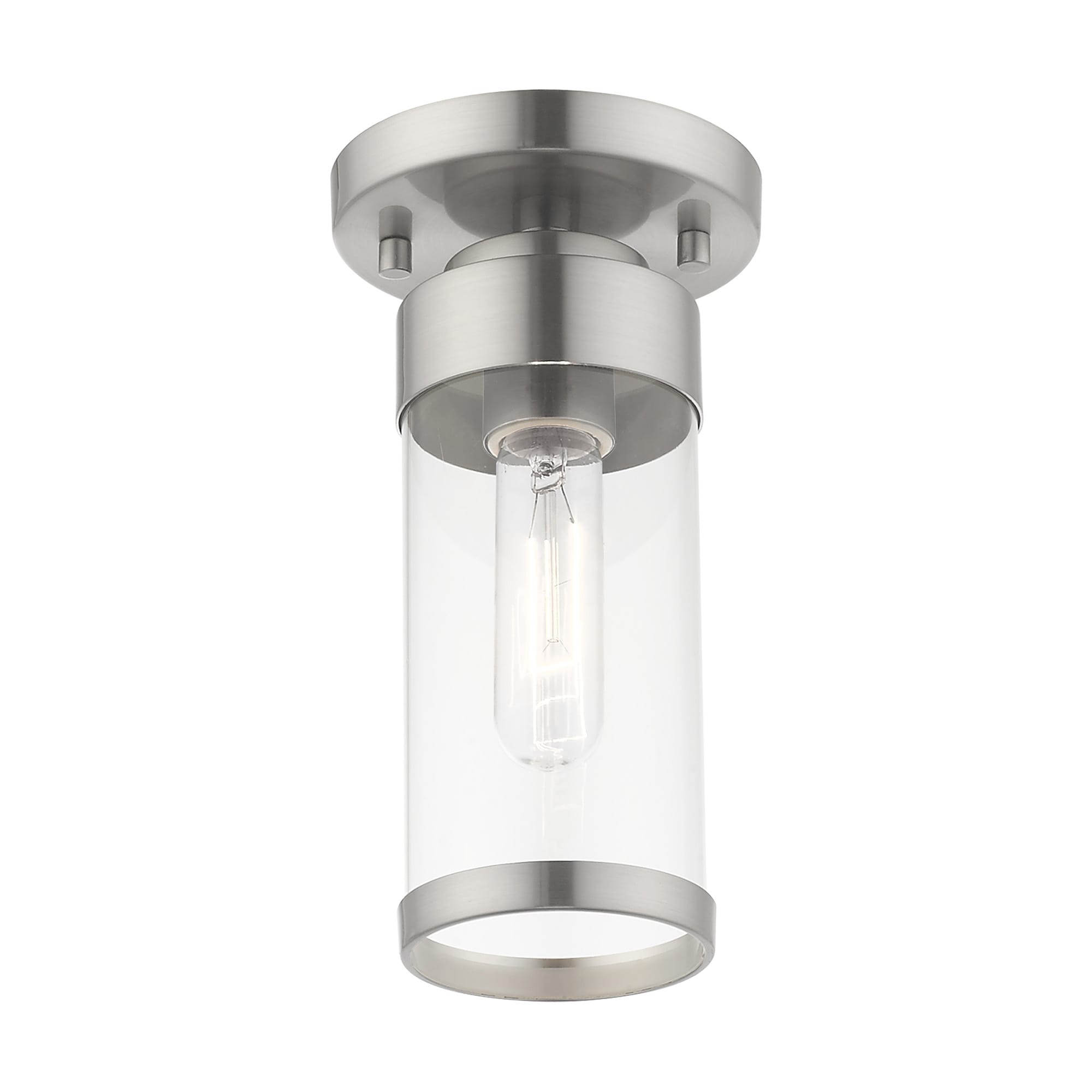 Hillcrest Contemporary Brushed Nickel 1-Light Flush Mount