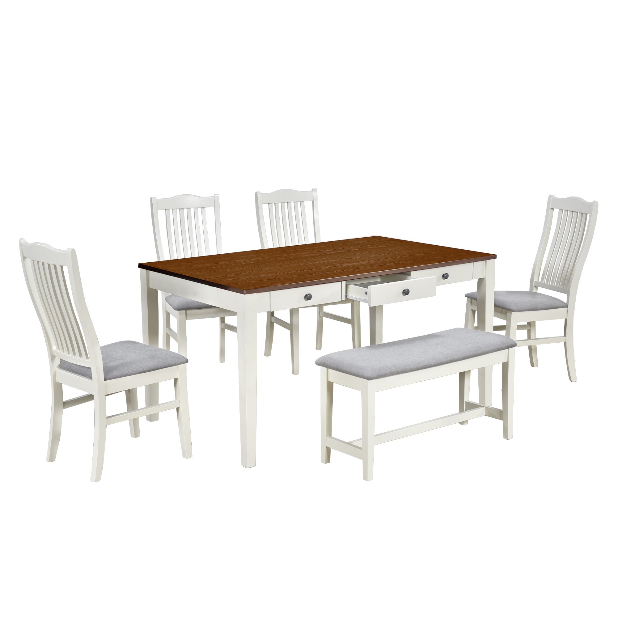 Flynama L-SP000006AAA Brown Traditional Dining Room Set with Rectangular Table ( Seats 6 )