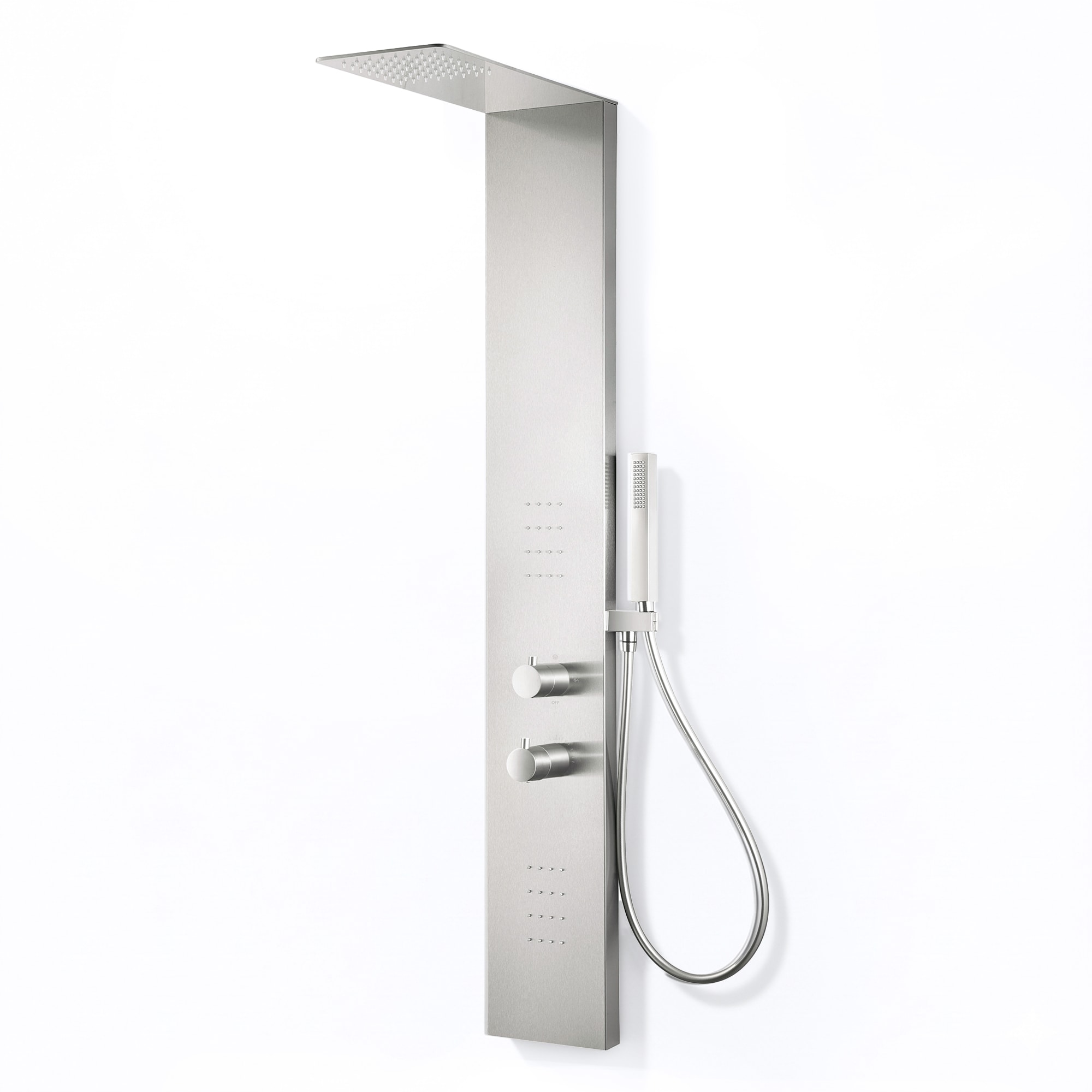 ANZZI Collines Series Brushed Nickel 5.7-in Shower Panel System with 3-way Diverter ( Thermostatic Valve Included )