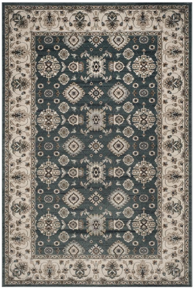 Safavieh LNH332T-6 Lyndhurst Samadan 6 x 9 (ft) Loomed Polypropylene Teal/Cream Rectangular Indoor Floral/Botanical Oriental Area rug