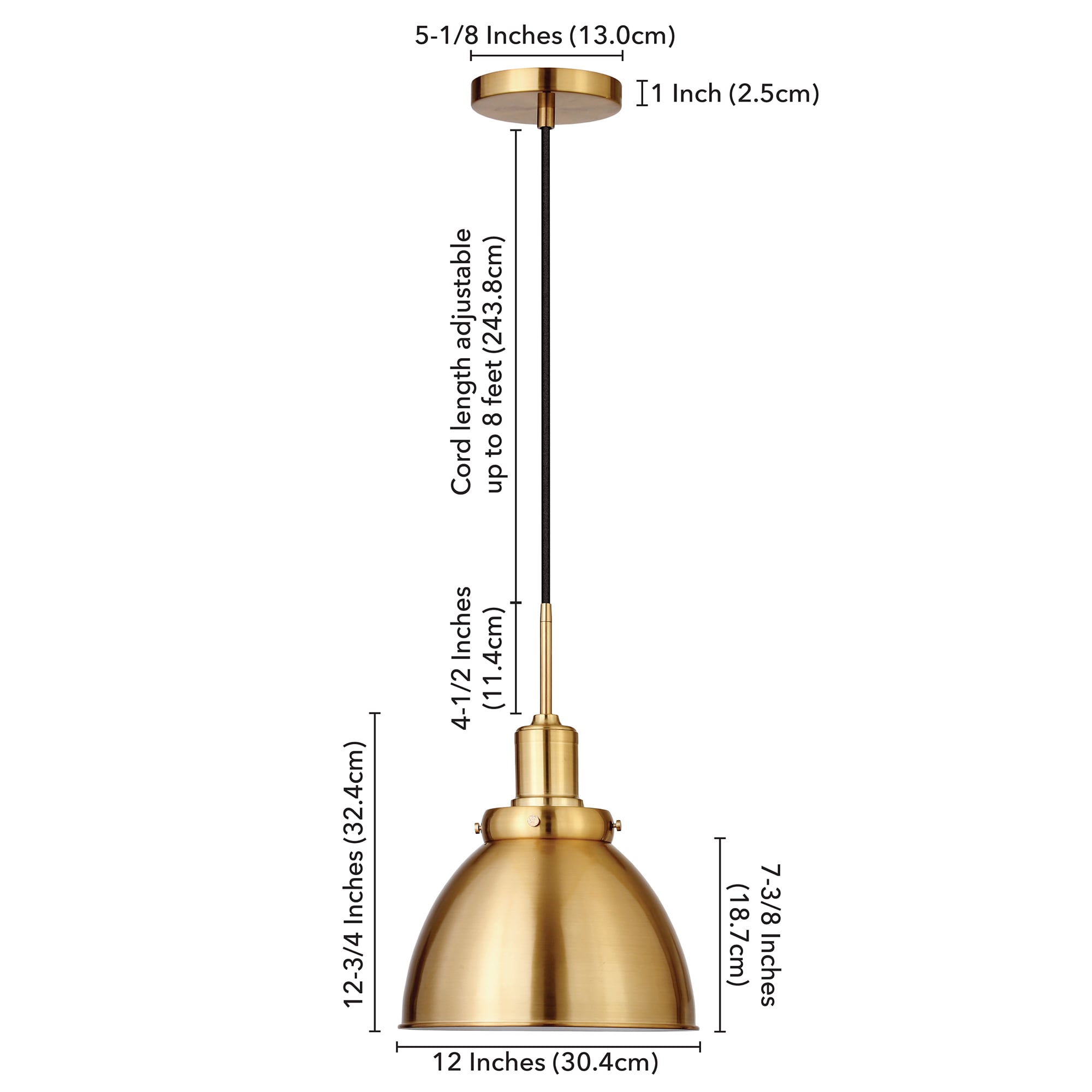 Elegant Madison 12" Brass Bowl Pendant with Polished Nickel Finish