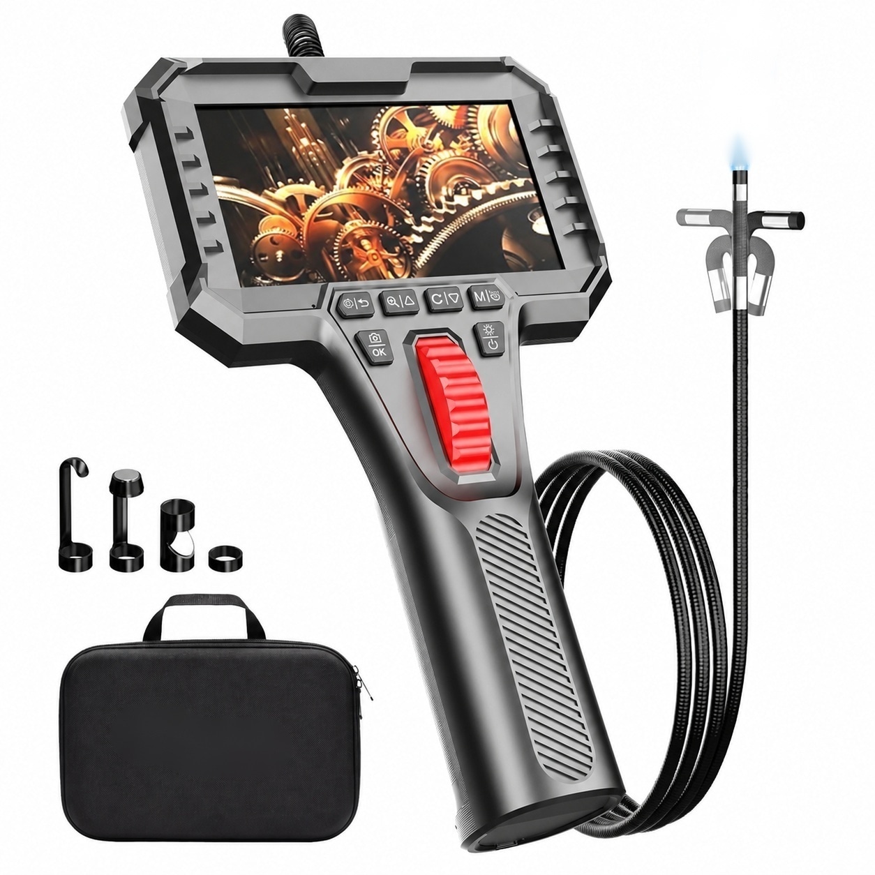 Etokfoks  Two Way Articulating Industrial Endoscope Inspection Camera with 0 25in Slim Probe and Light for Automotive 1 Piece