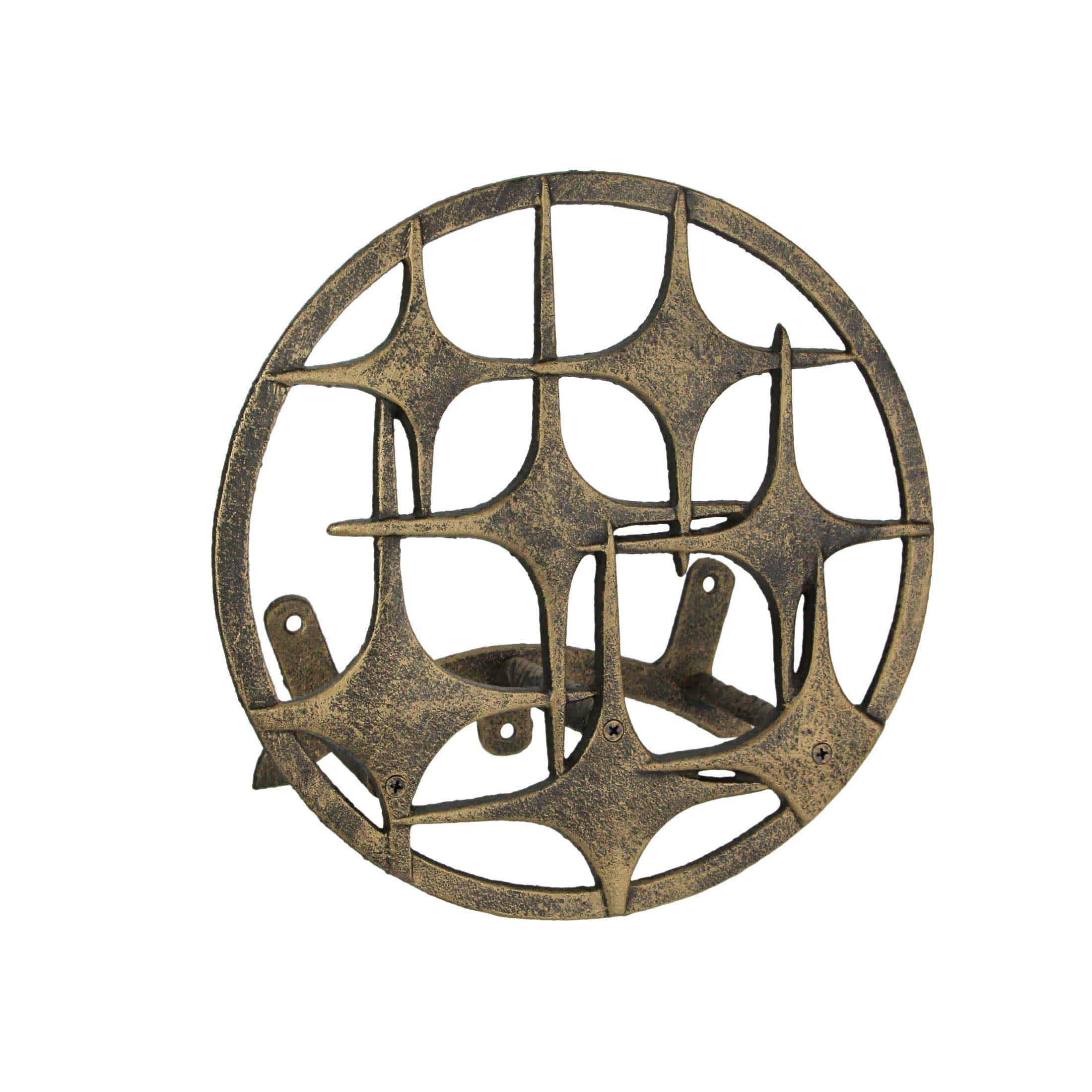 Zeckos ZKO-99202 Cast Iron Mid Century Modern Stars Decorative Wall Mounted Garden Hose Holder