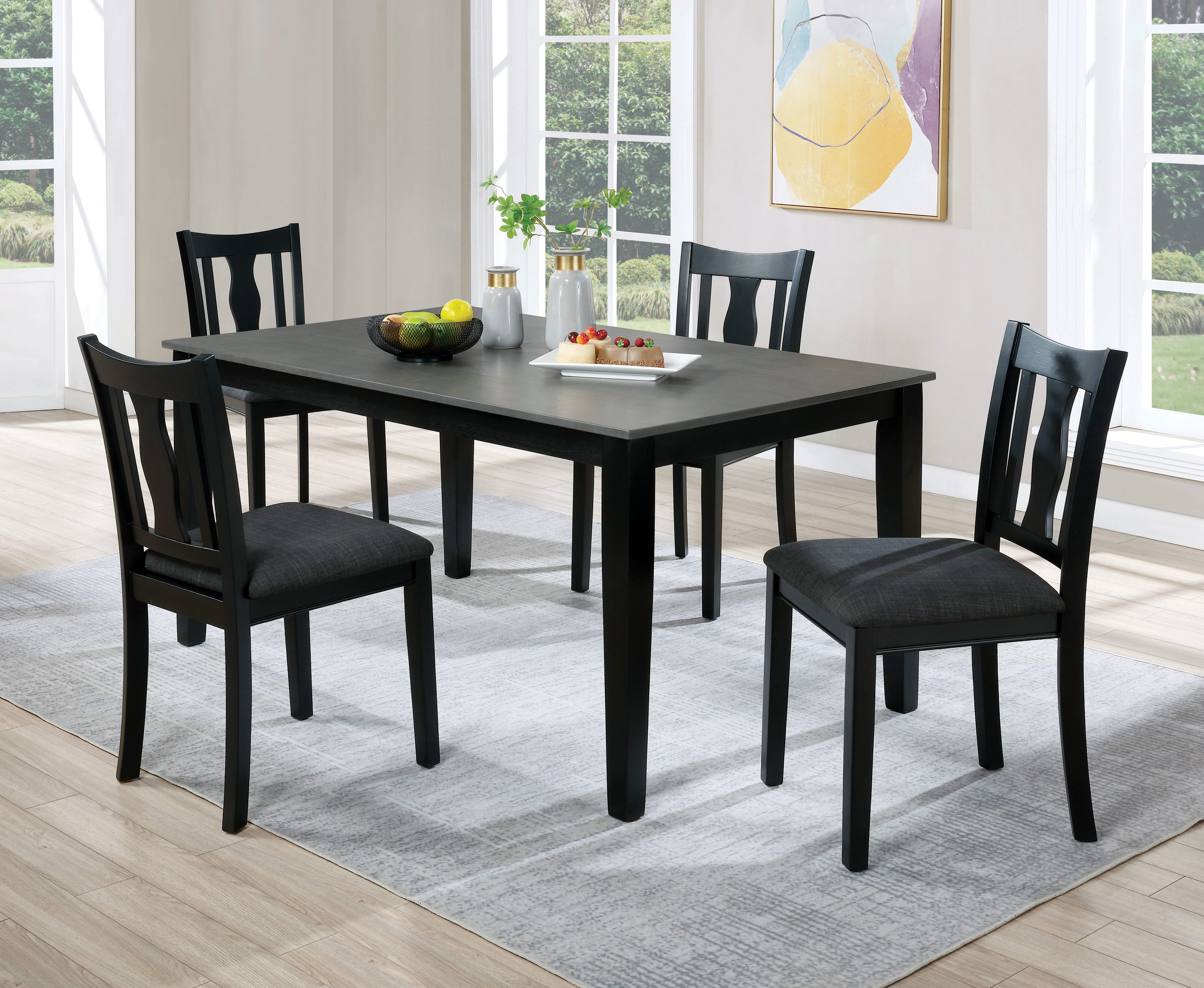 Furniture Of America Gossamer Black Transitional Dining Room Set With 