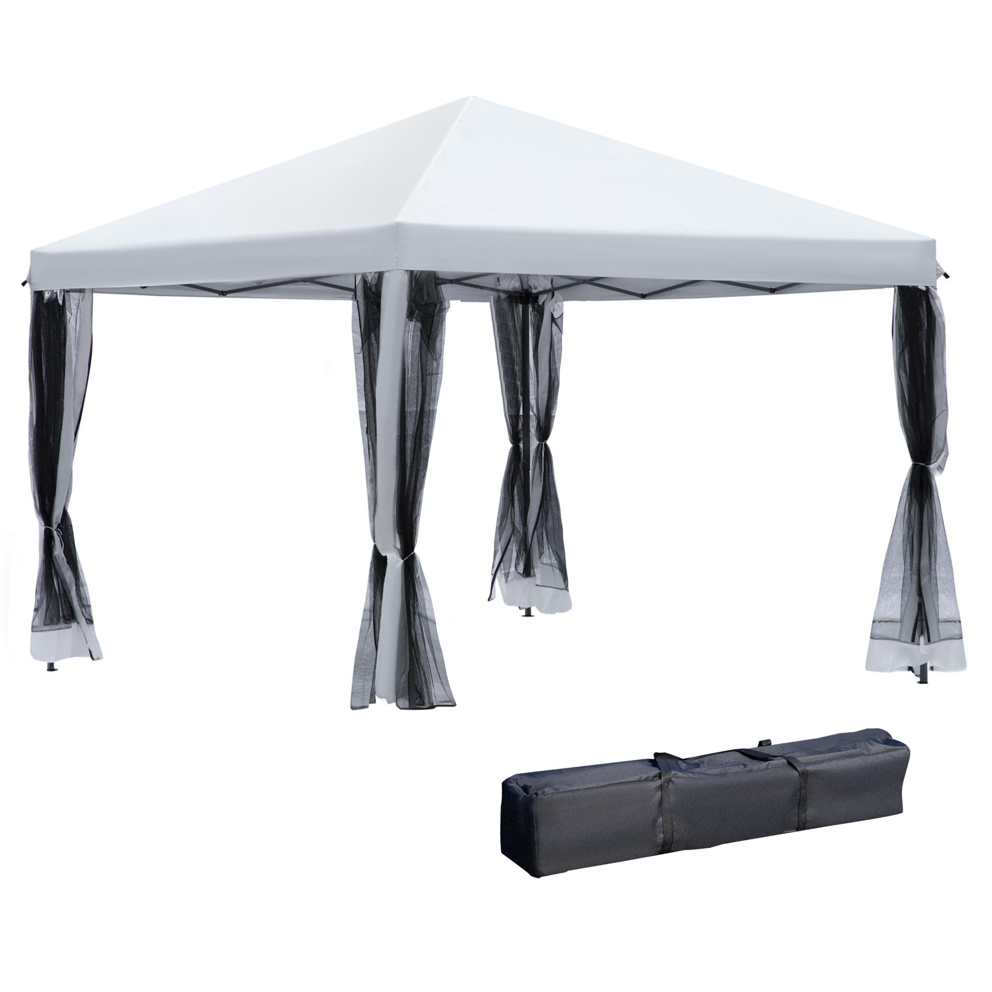 Bayfeve BFAOS-1412-GZB 10-ft x 10-ft Pop Up Gazebo Silver with Soft Top Roof (Screen Included)