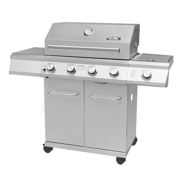 Monument Stainless Steel 4-Burner Liquid Propane Gas Grill with 1 Side ...