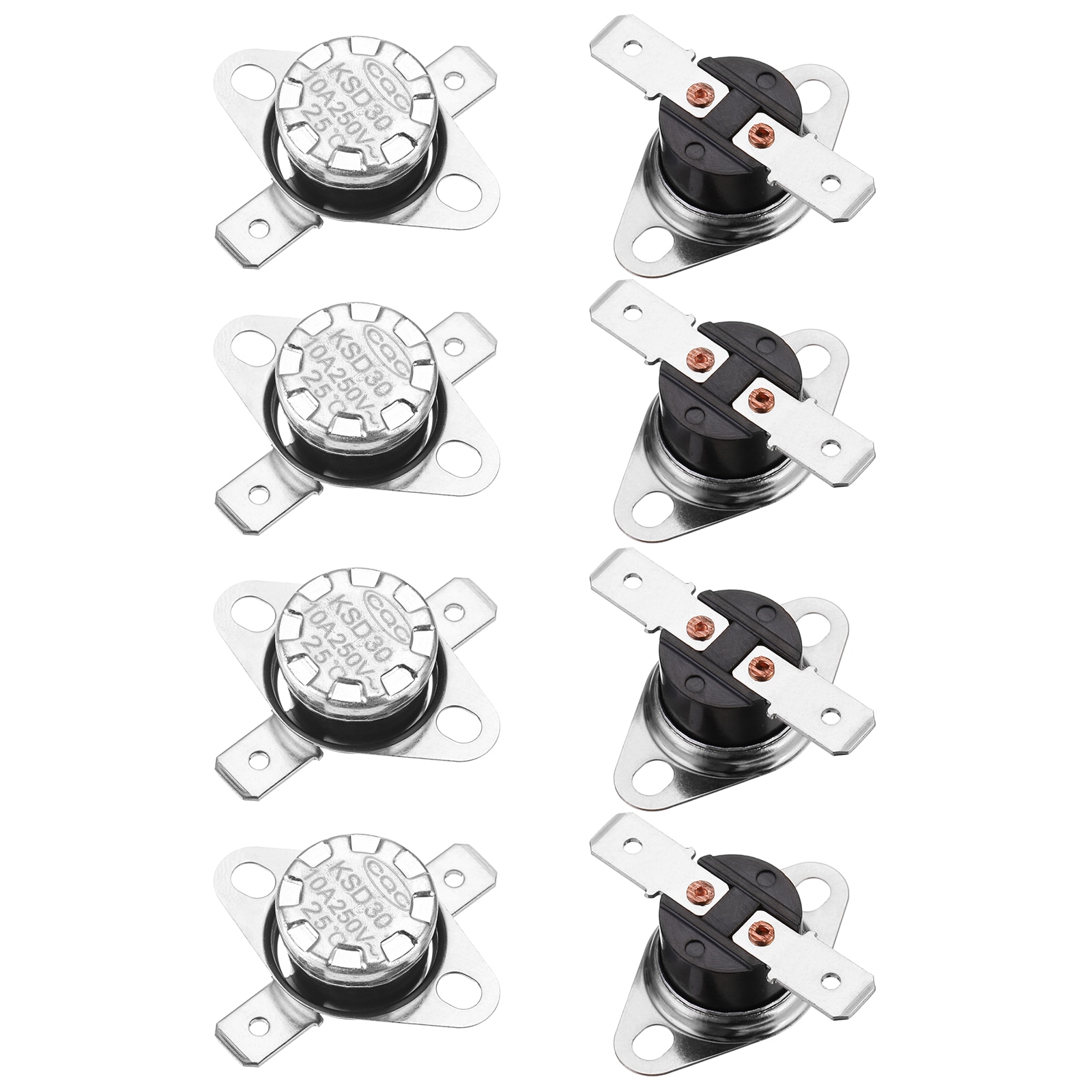 Unique Bargains KSD301 Thermostat 25 Degrees Celsius/77 Degrees Fahrenheit 10A Normally Closed Adjust Snap Disc Temperature Switch for Microwave Oven Coffee Makers 8pcs Bakelite Material #S26011900UX6132