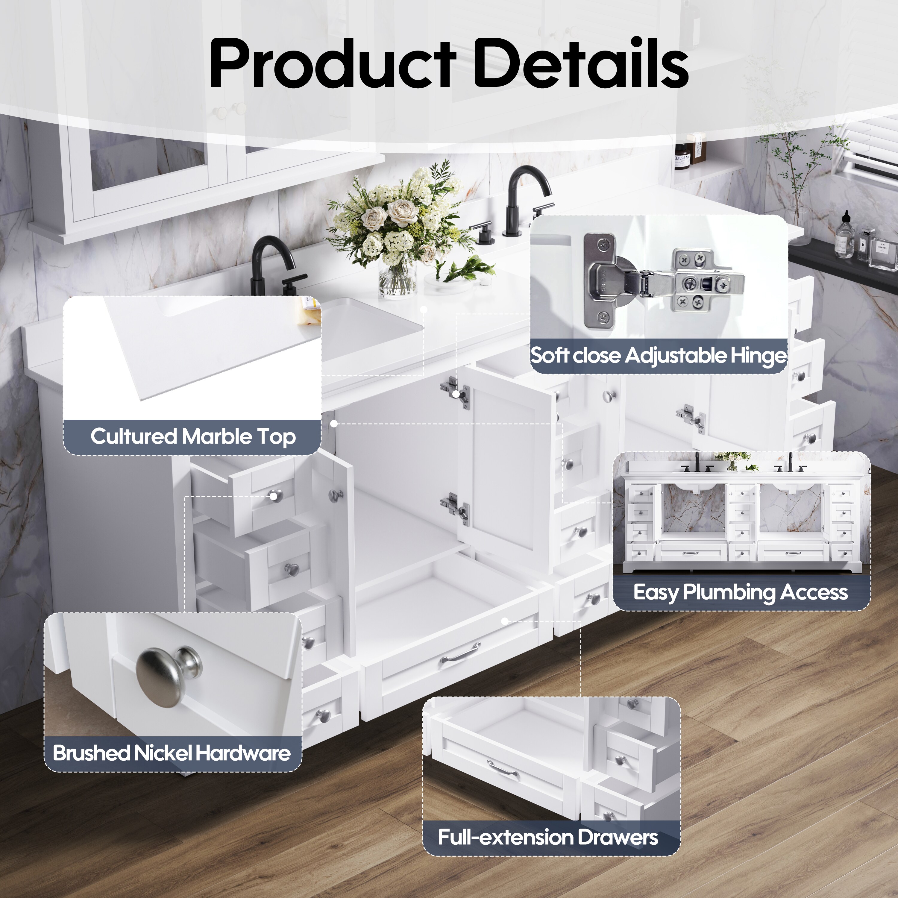 WELLFOR EX-BV60BR Bath-Vanity-Combo - View #5