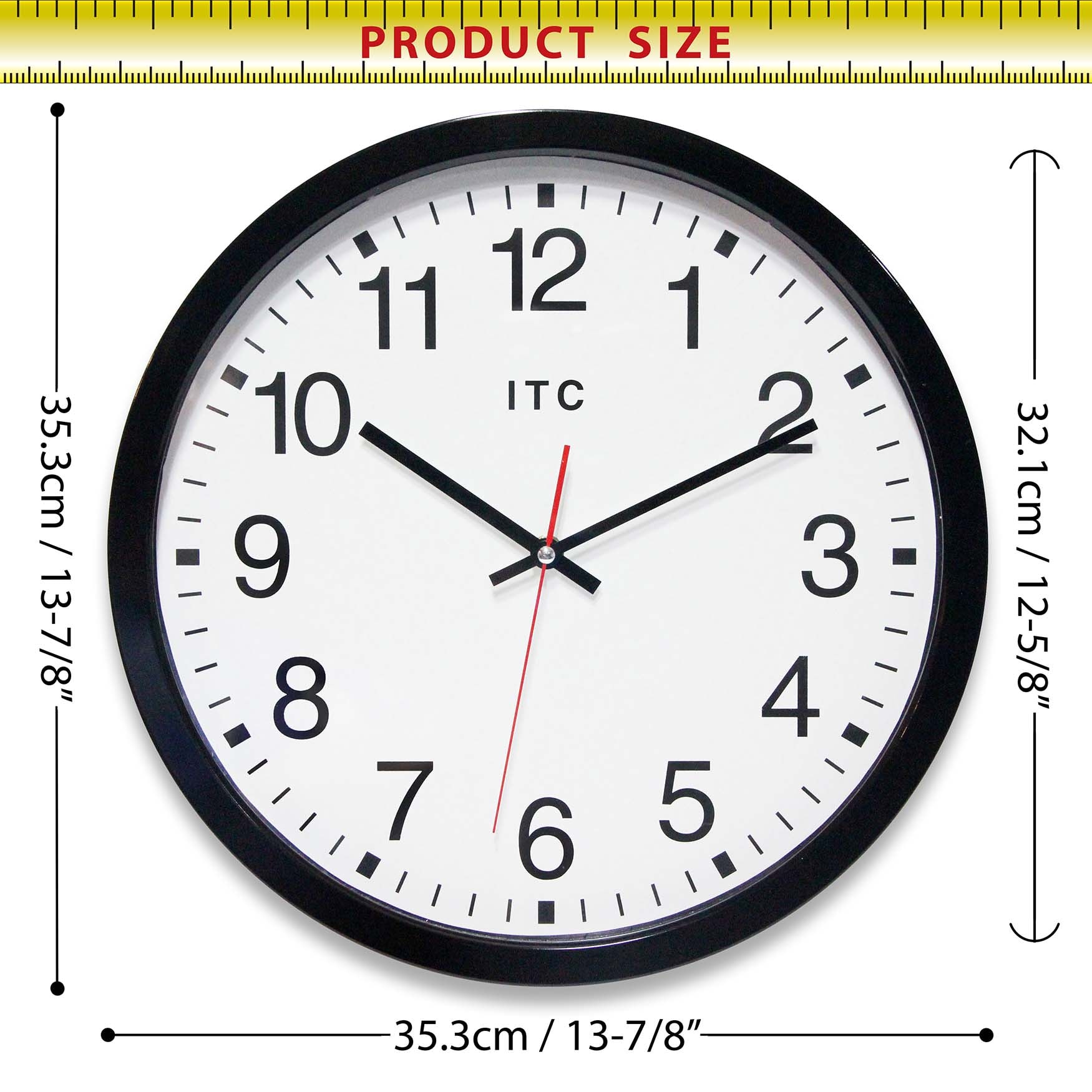 Realspace® Quartz Wall Clock, 14, Black
