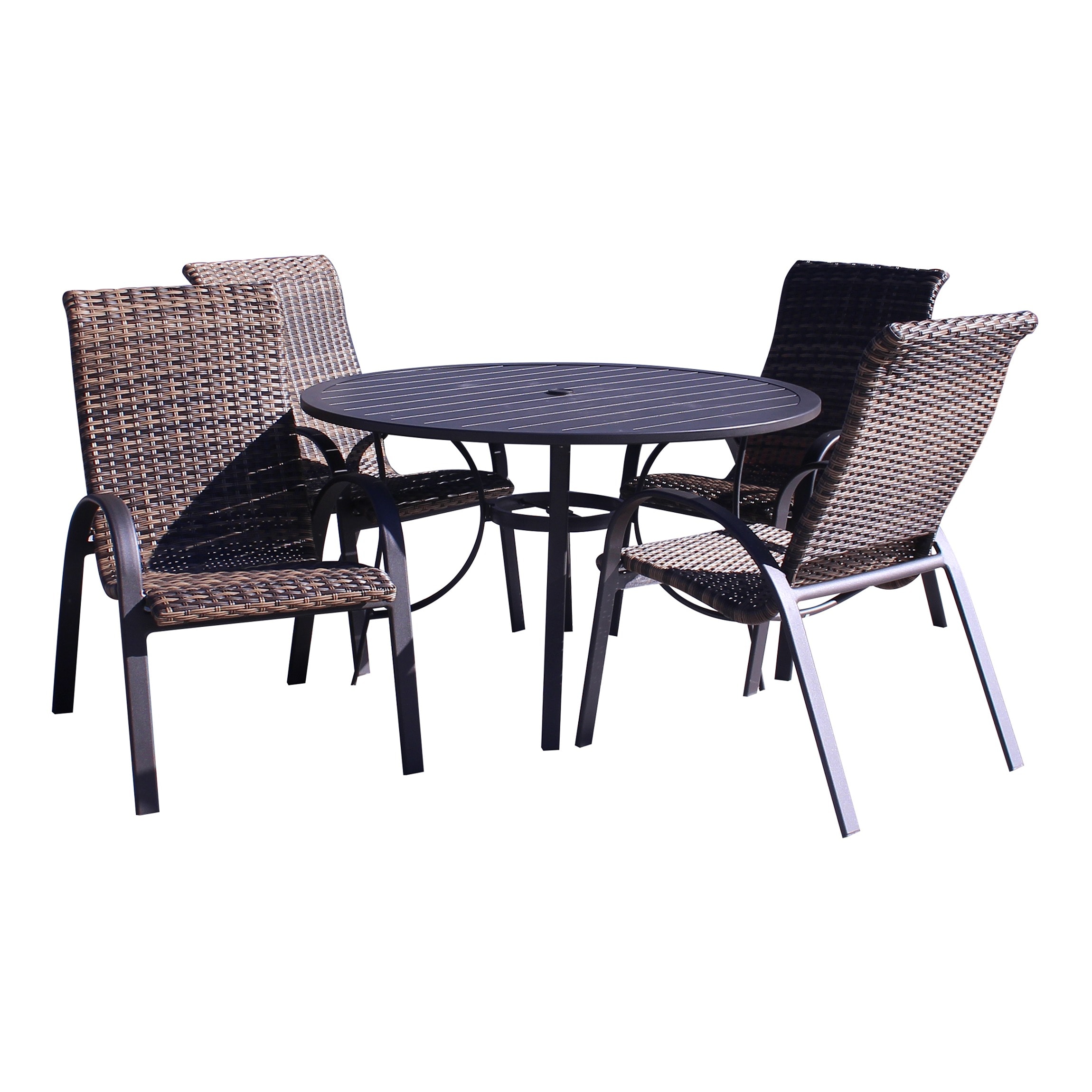 Courtyard Casual 5703 Santa Fe - Java 5 -Piece Wicker Patio Conversation Set