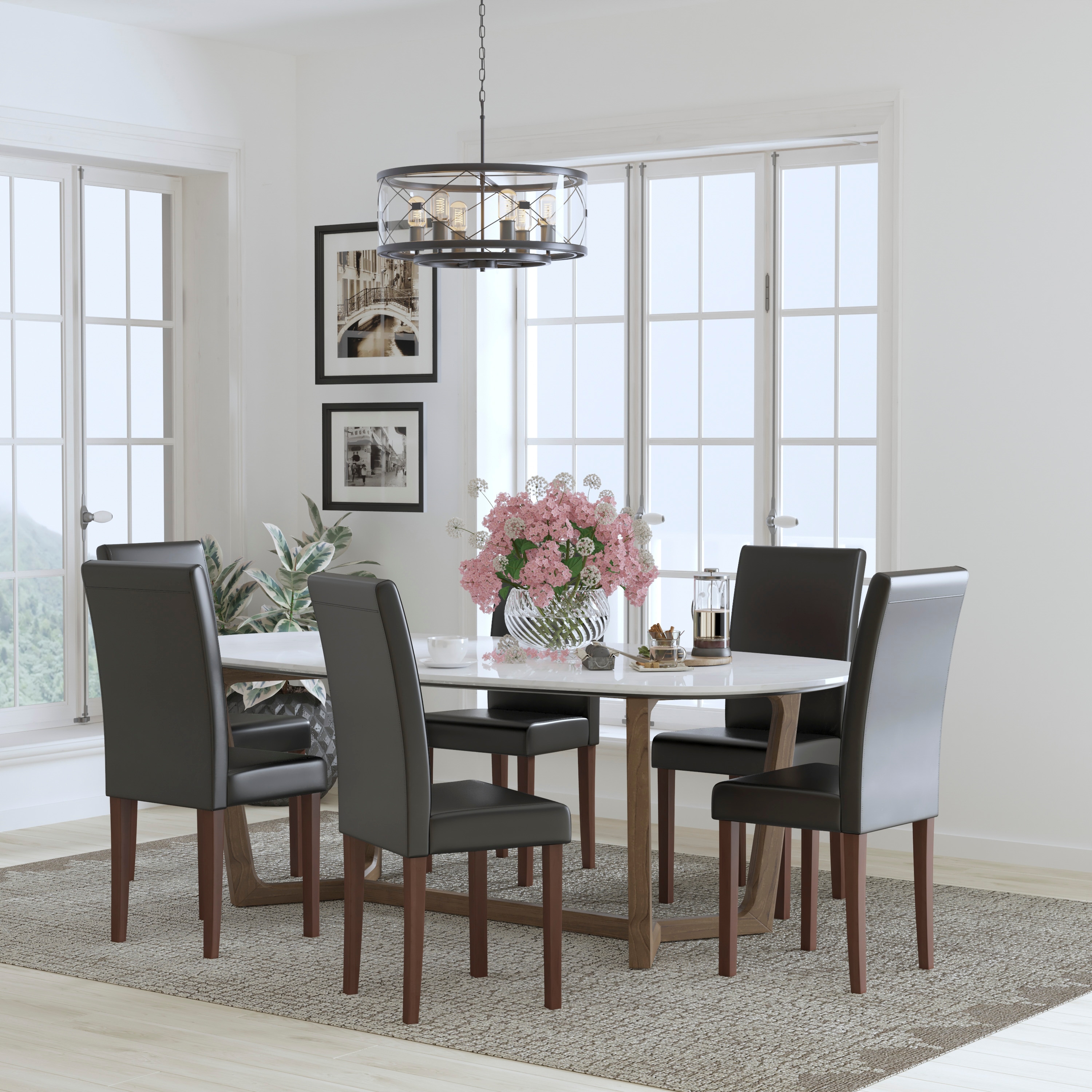 Flash Furniture - Set of 6 Greenwich Series Black LeatherSoft Parsons Chairs