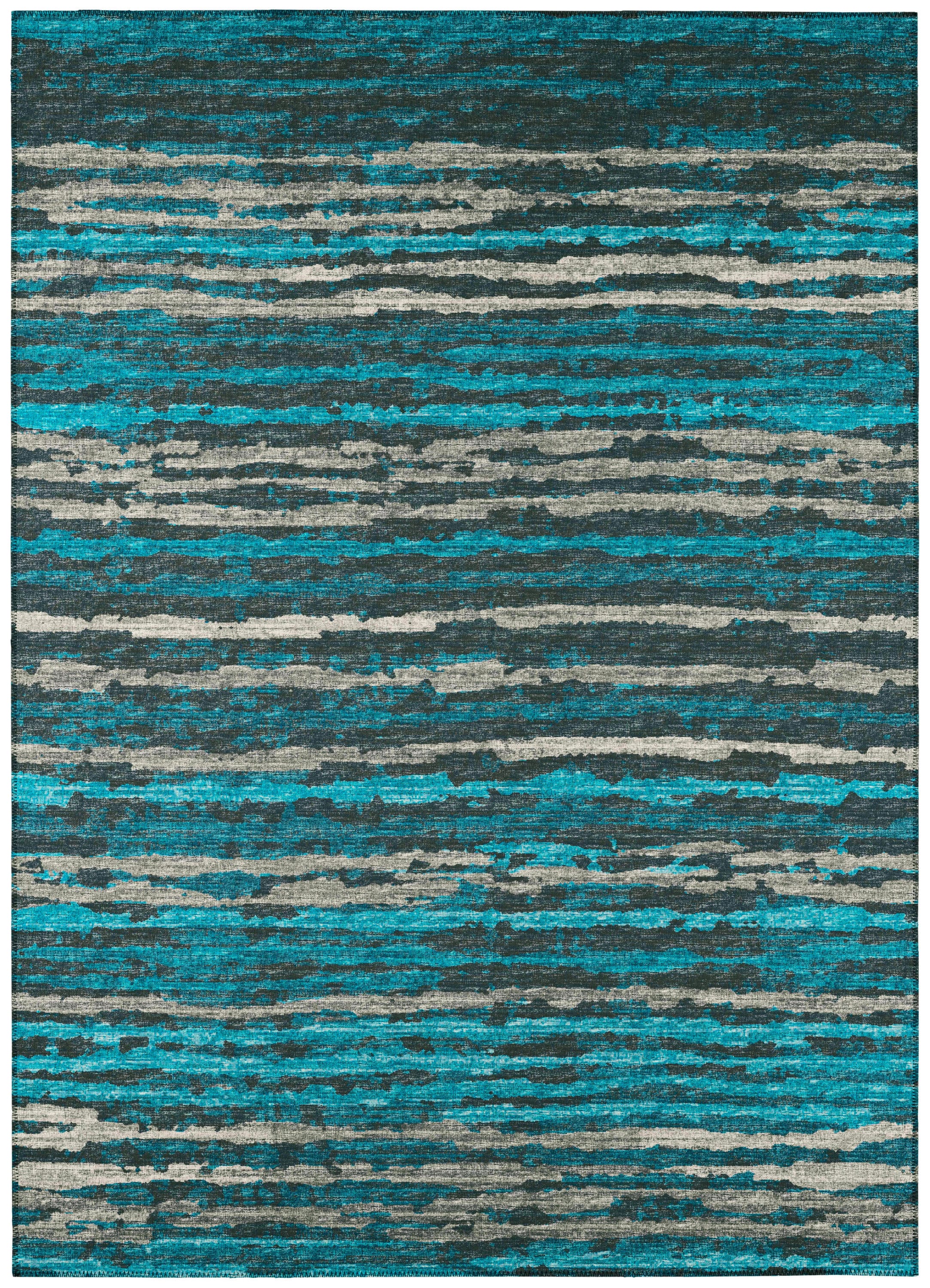 Addison Rugs ABV34PE8X10 Bravado 8 x 10 (ft) Chenille Peacock Rectangular Indoor/Outdoor Stripe Southwestern Area rug